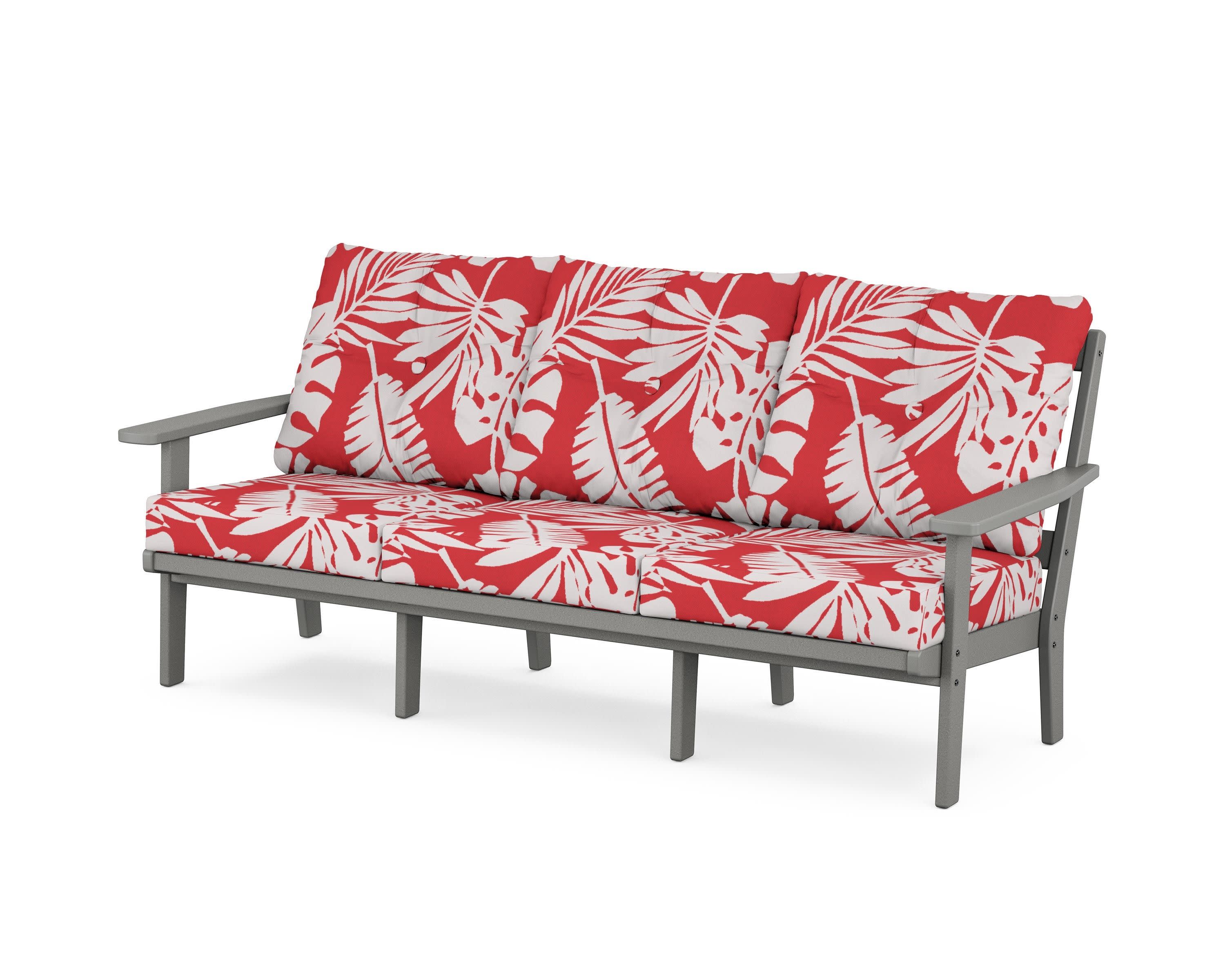 Oxford Deep Seating Sofa in Slate Grey / Leaf Crimson