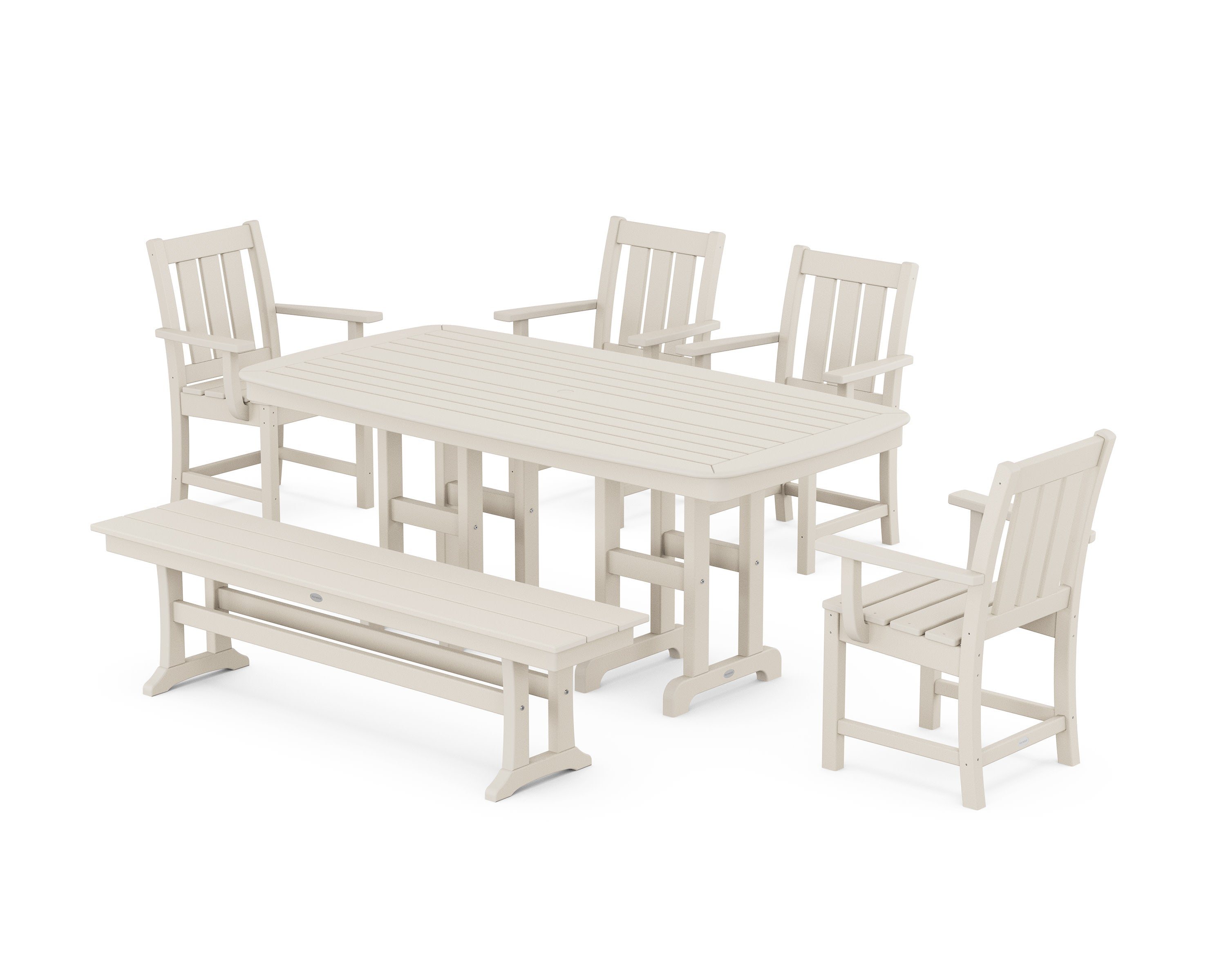 Oxford 6-Piece Dining Set with Bench in Sand