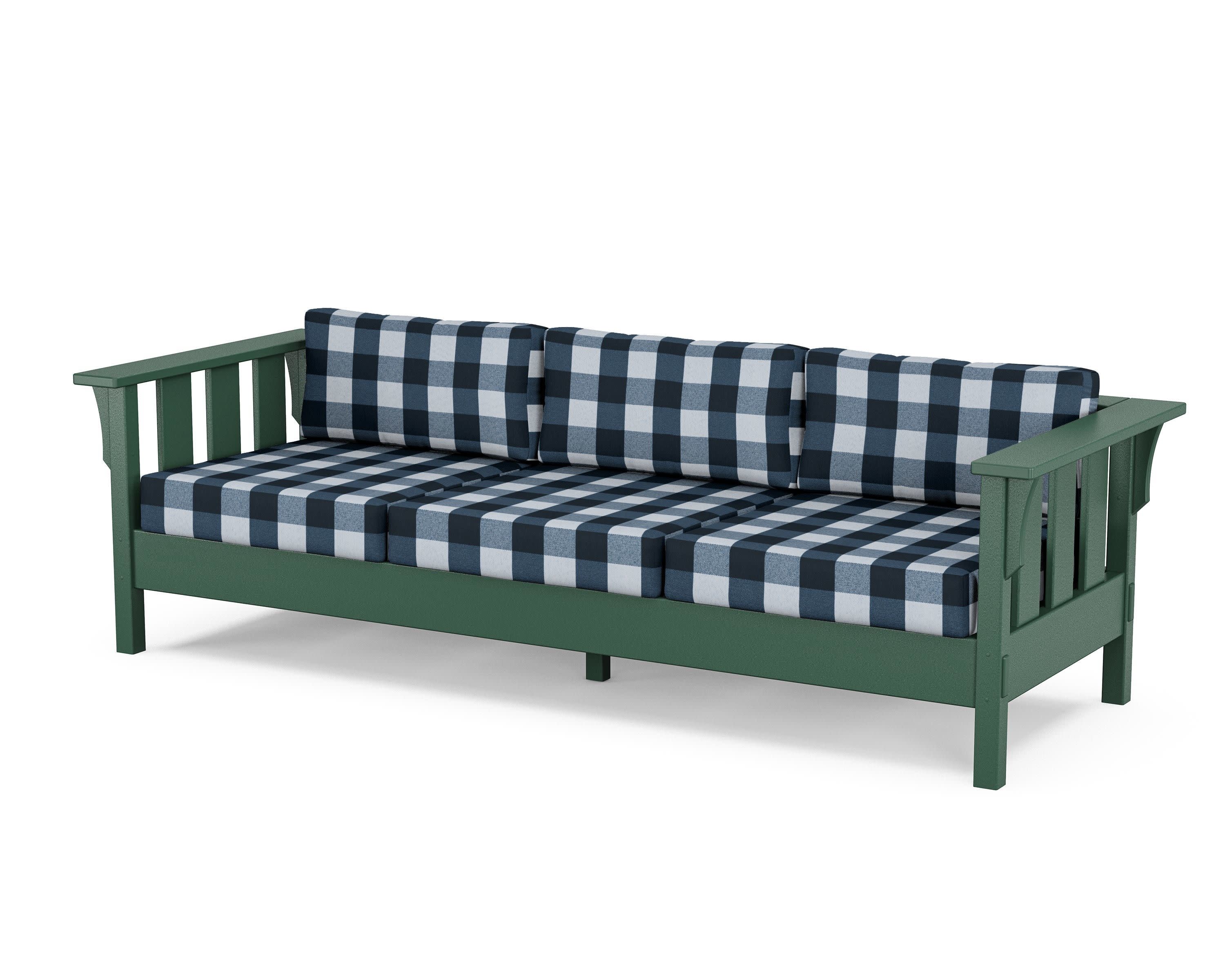Acadia Deep Seating Sofa in Green / Buffalo Plaid Marine Indigo