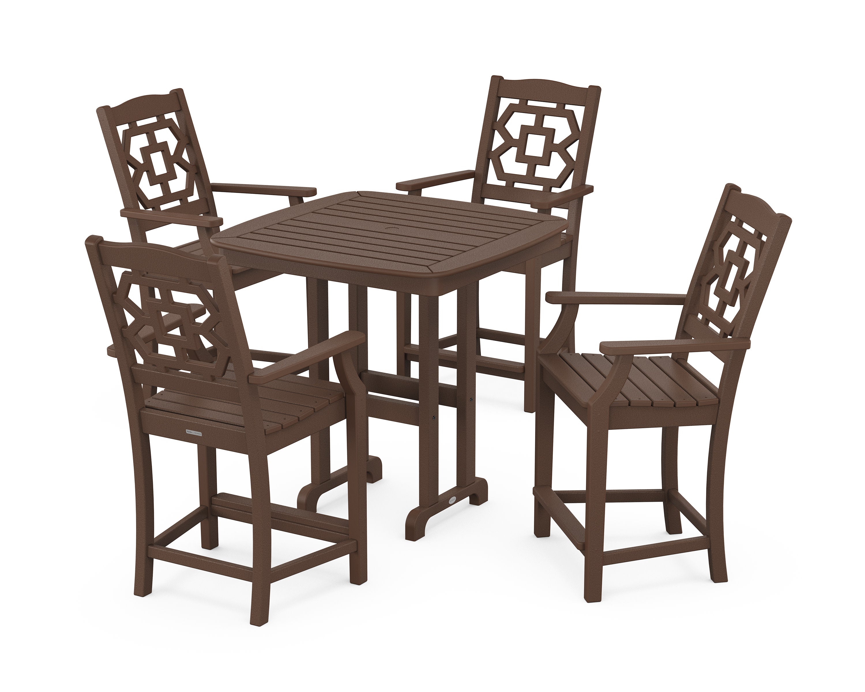 Chinoiserie 5-Piece Counter Set in Mahogany