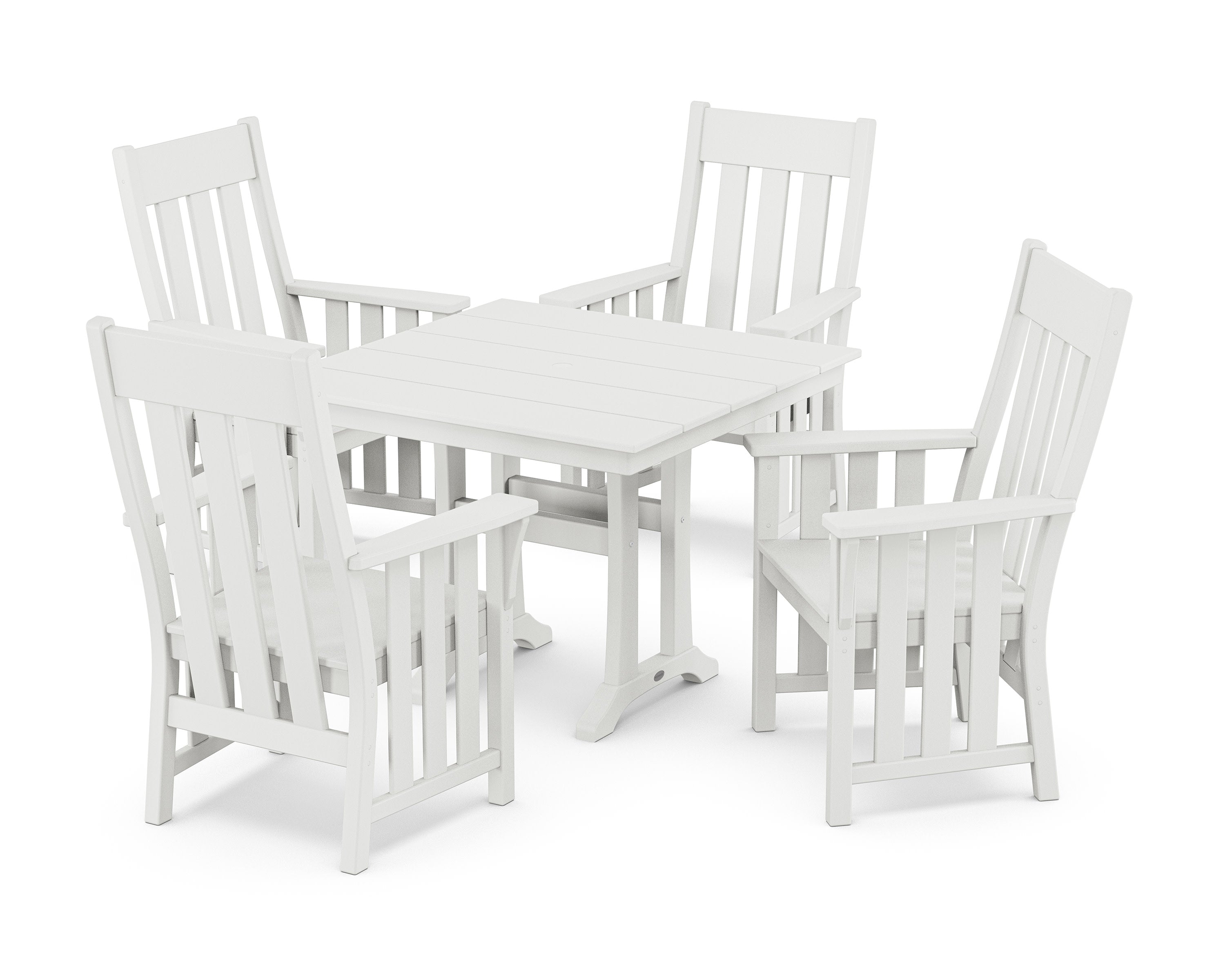 Acadia 5-Piece Farmhouse Dining Set with Trestle Legs in White