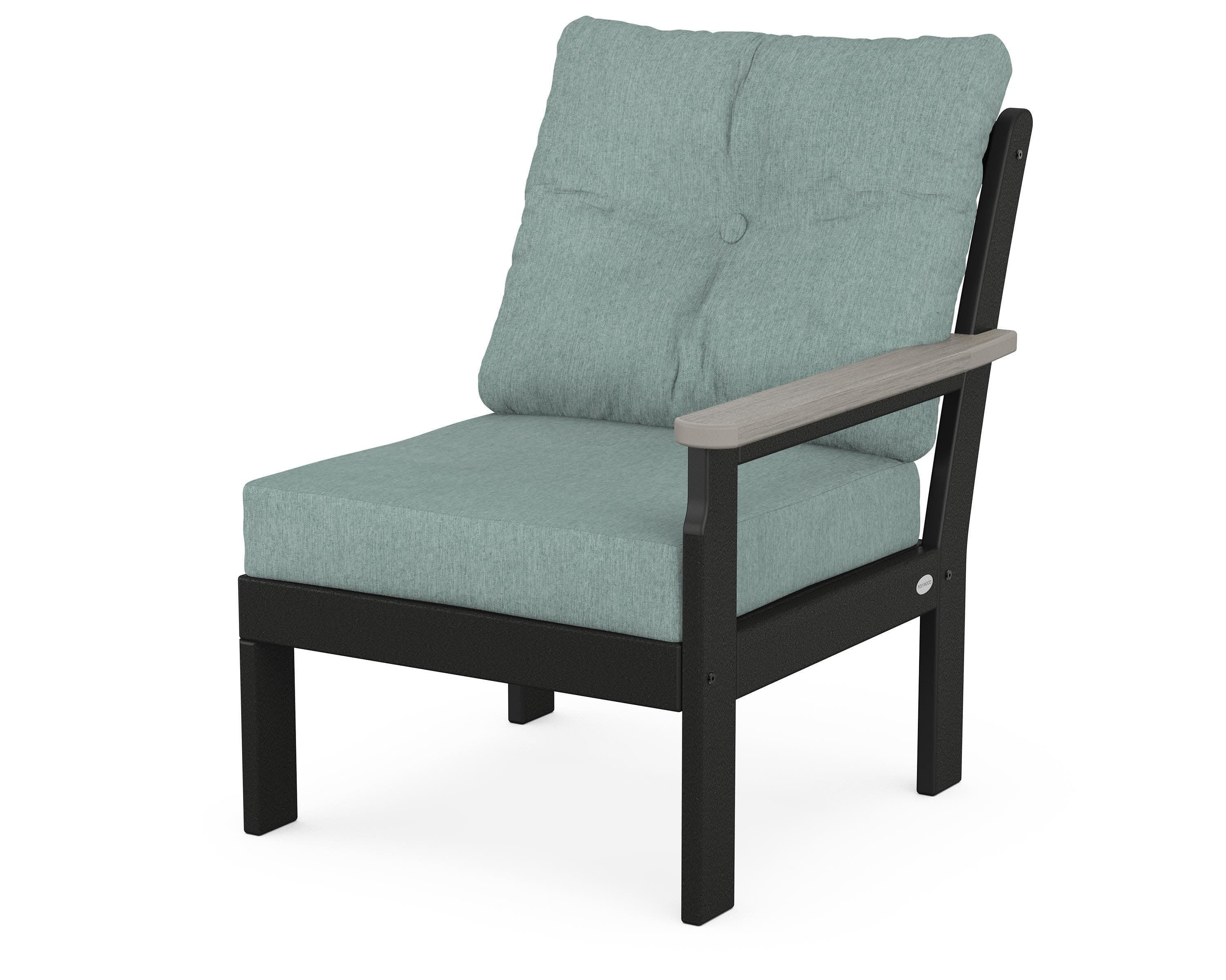 Vineyard Modular Right Arm Chair in Black / Driftwood / Glacier Spa