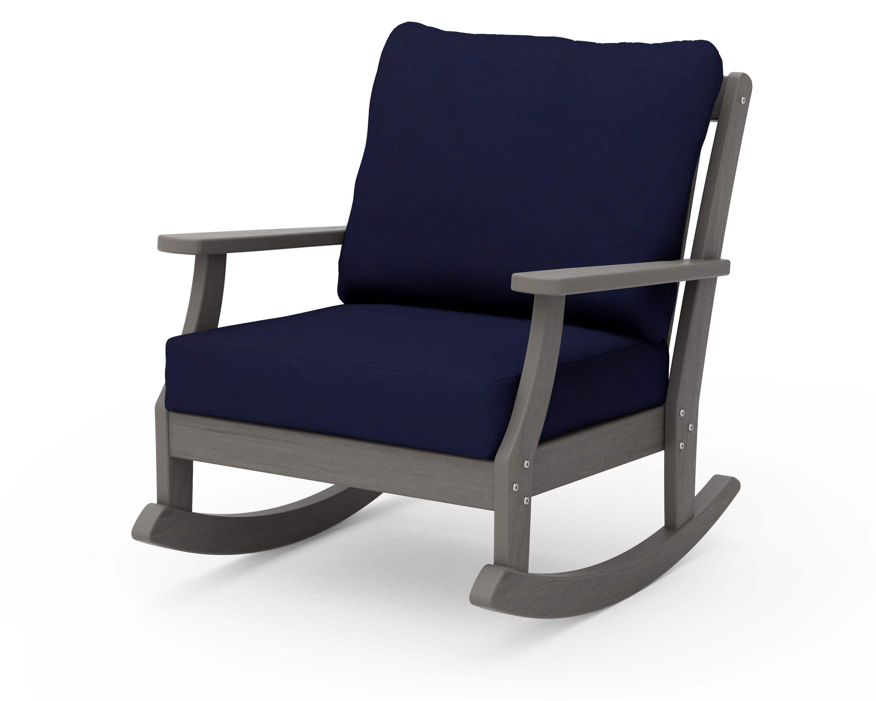 Braxton Deep Seating Rocking Chair in Driftwood / Navy