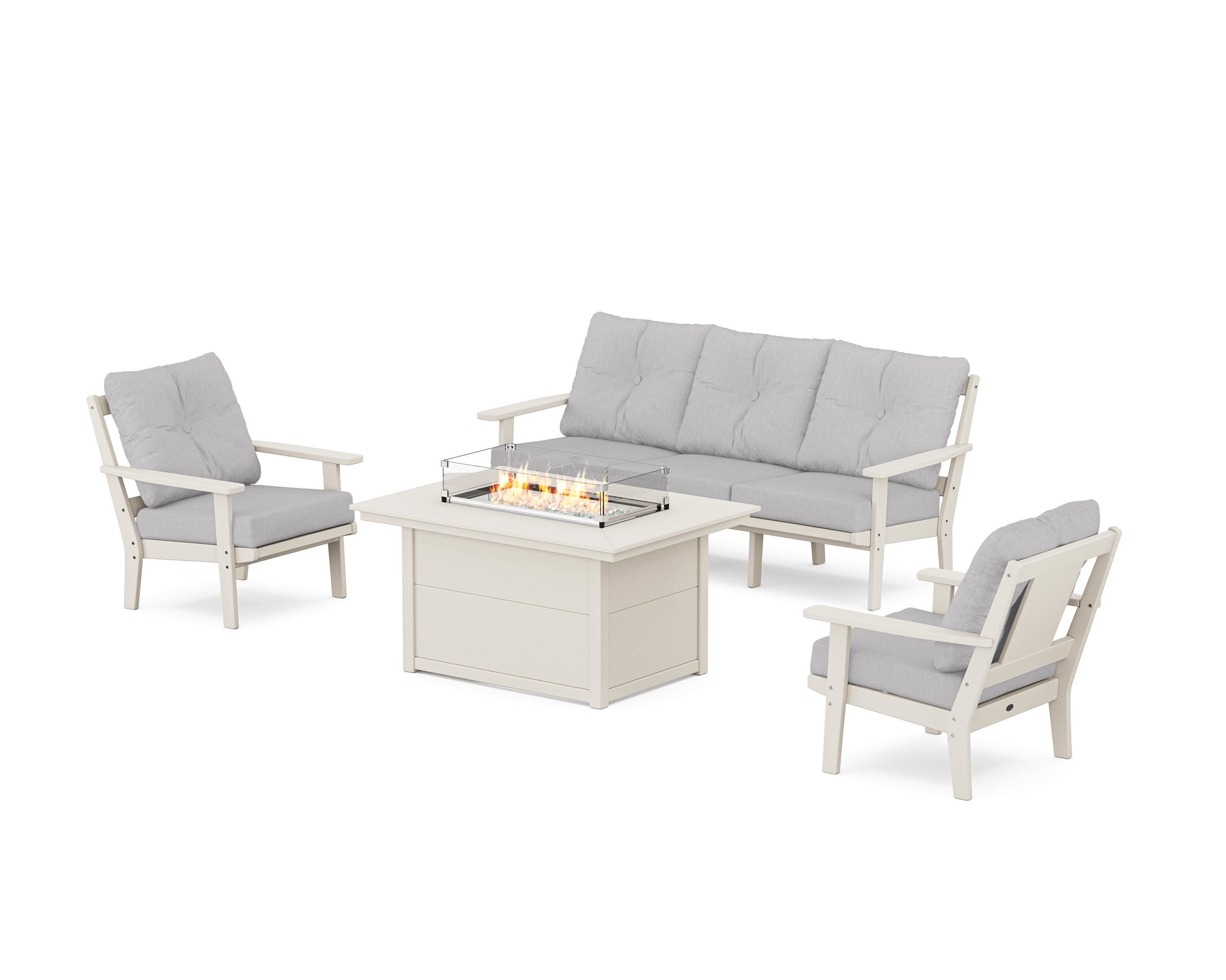 Prairie Deep Seating Fire Pit Table Set in Sand / Granite