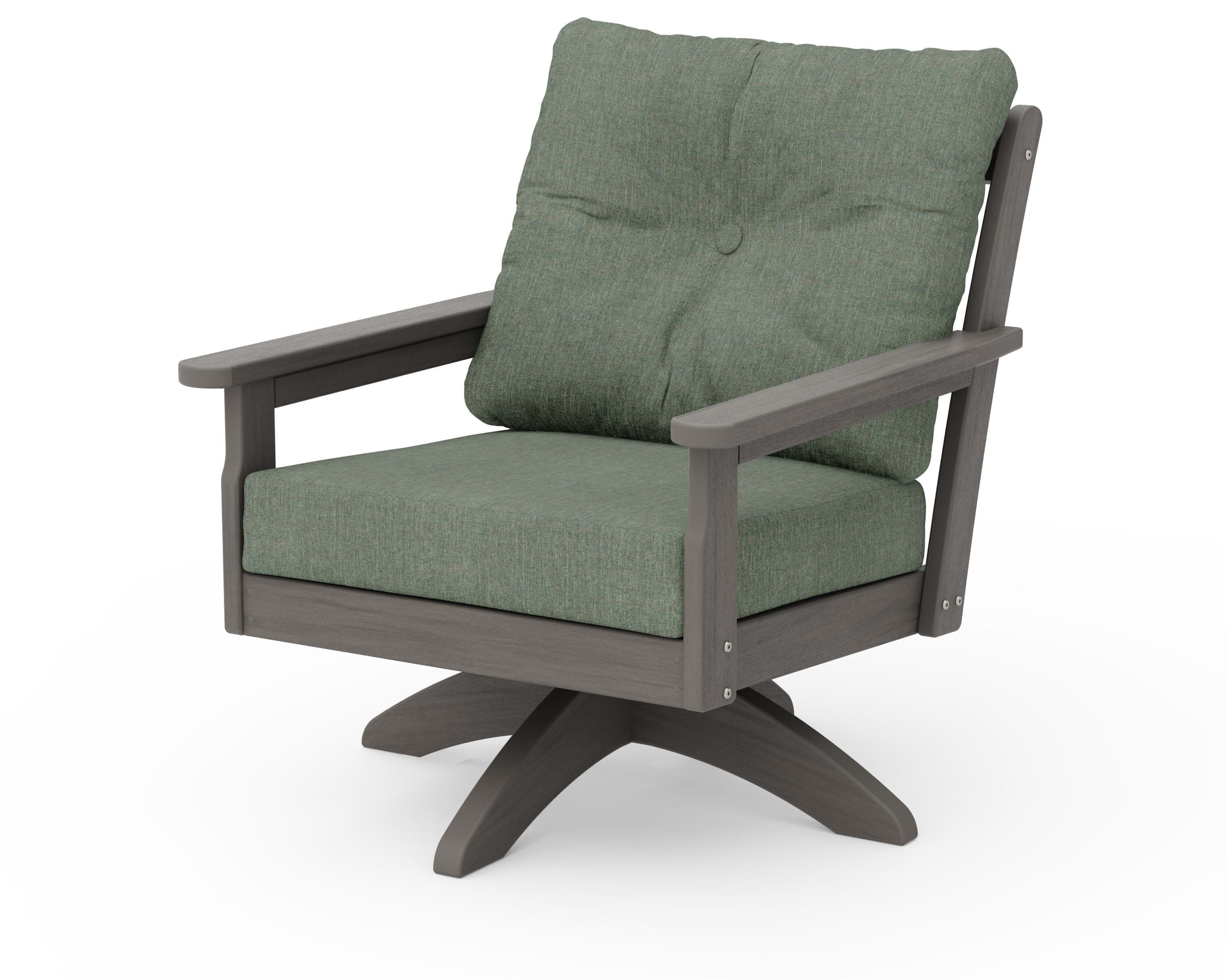 Vineyard Deep Seating Swivel Chair in Driftwood / Cast Sage