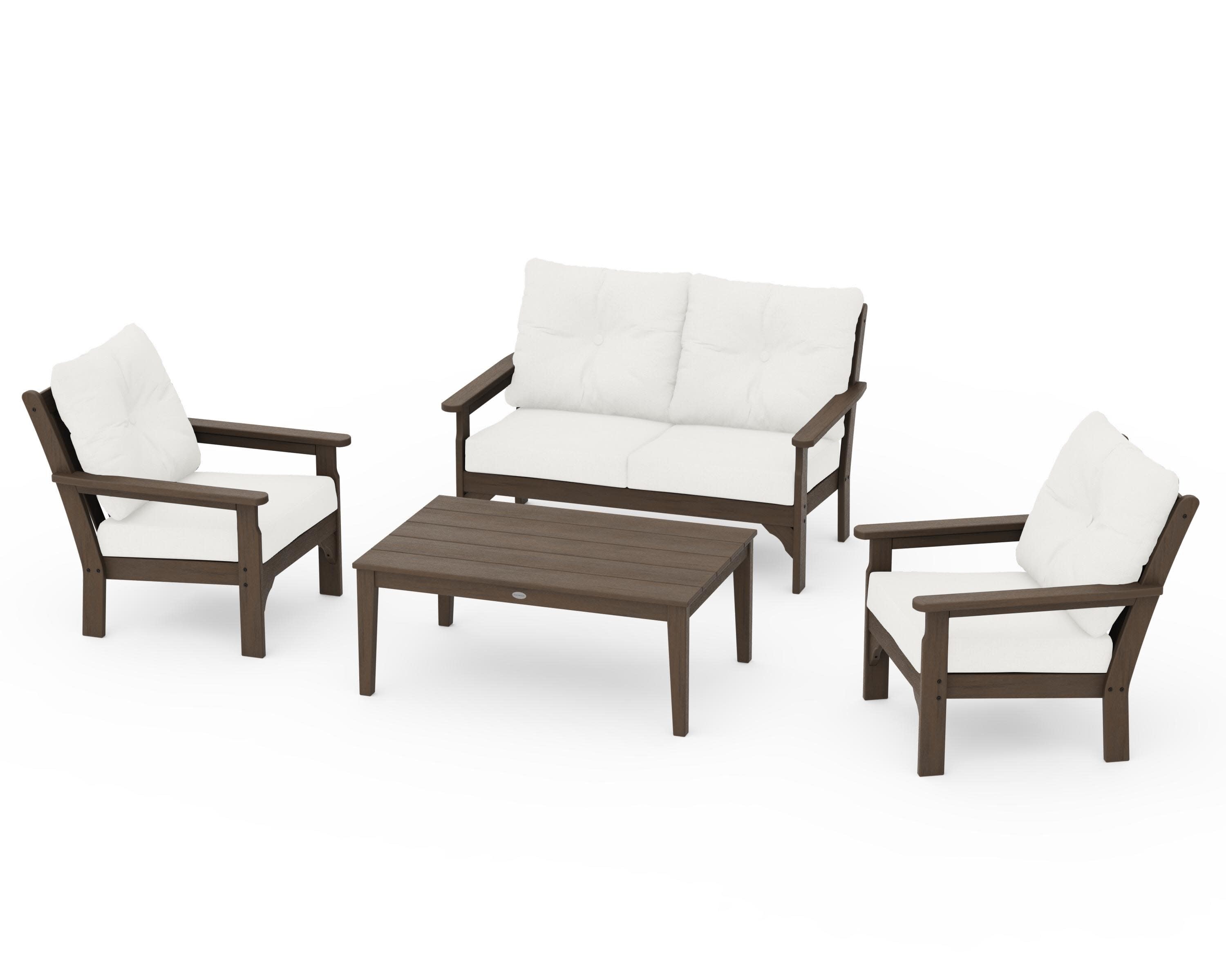 Vineyard 4-Piece Deep Seating Set in Kona / Natural Linen