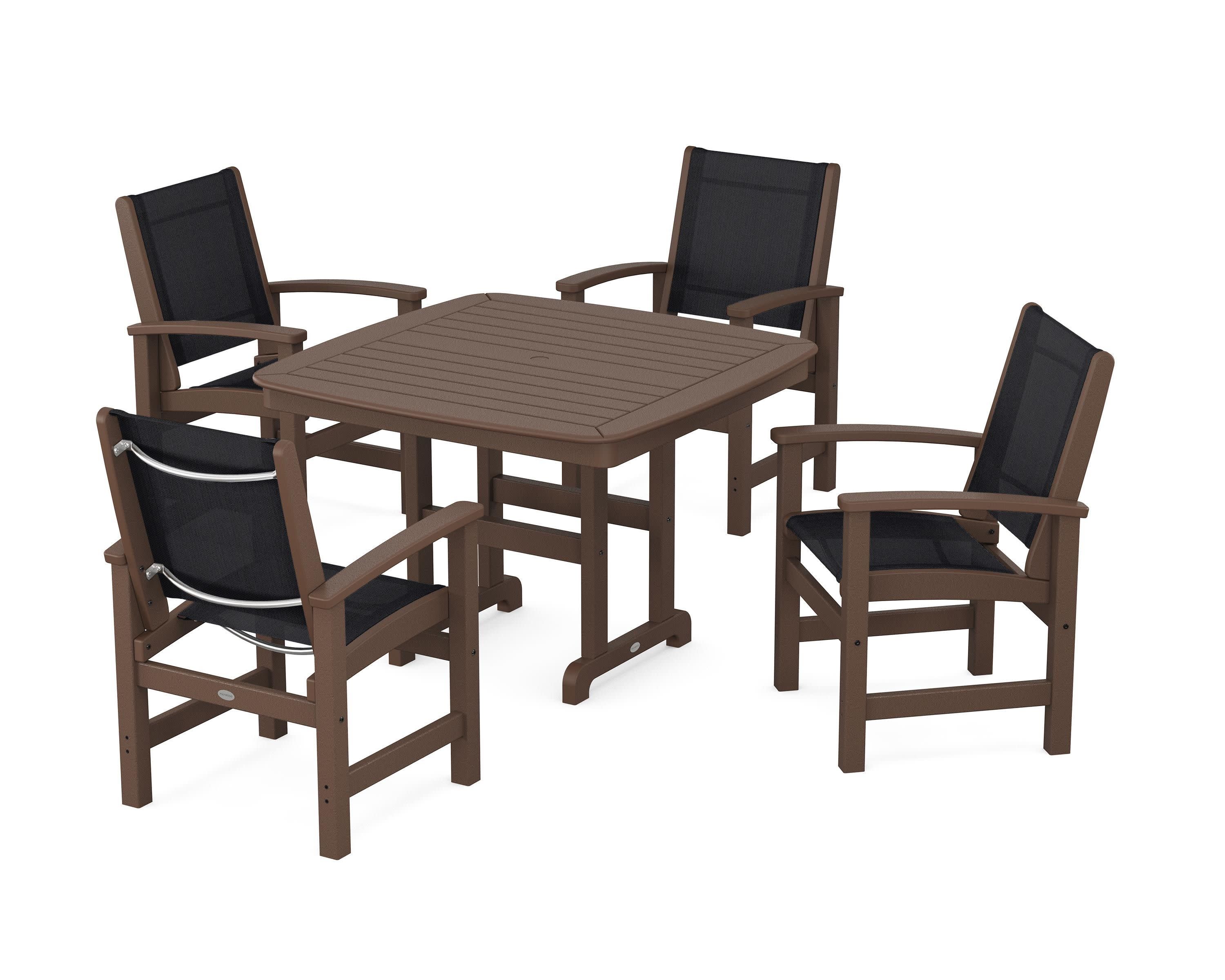 Coastal 5-Piece Dining Set in Mahogany / Black Sling