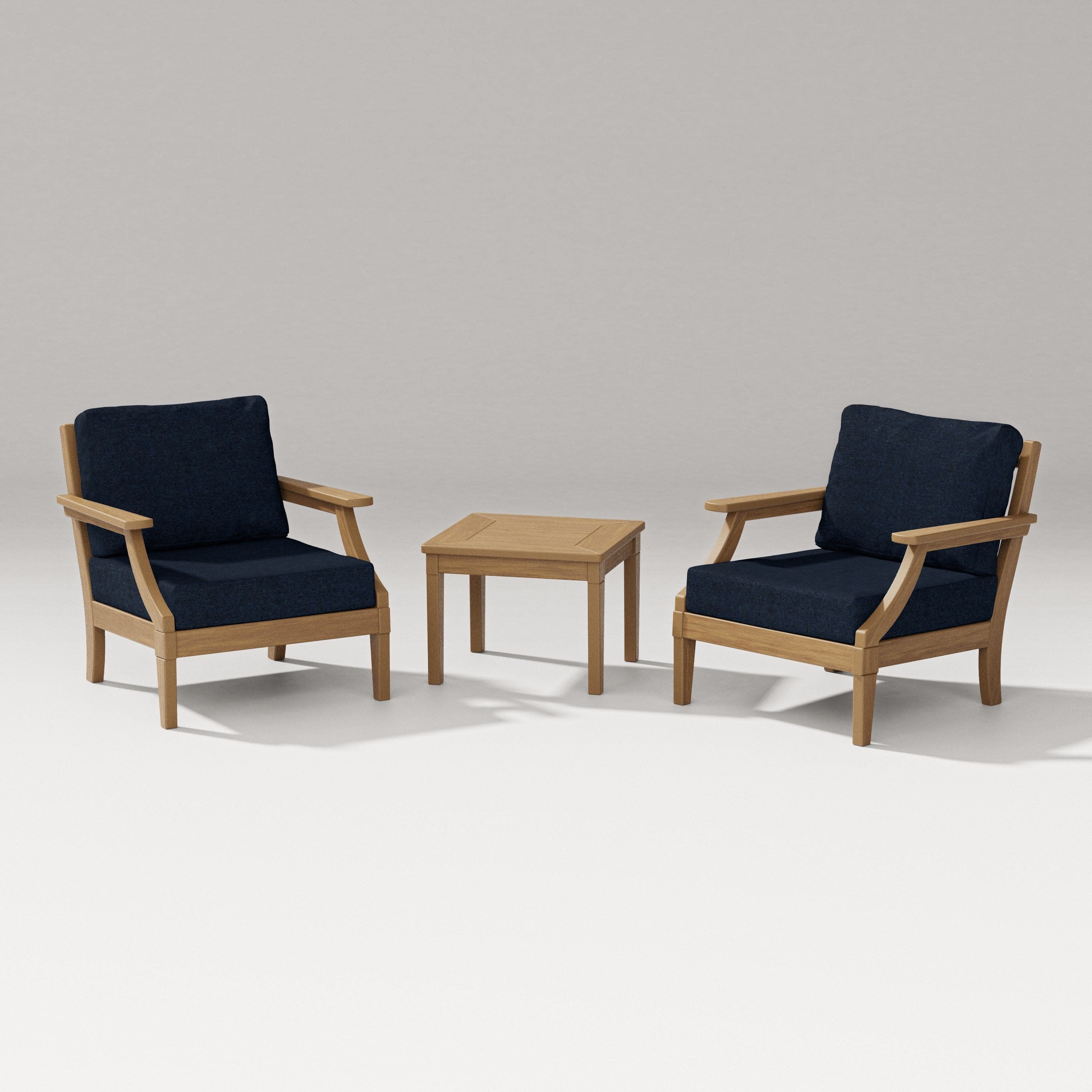 Estate 3-Piece Lounge Chair Set in Natural / Marine Indigo