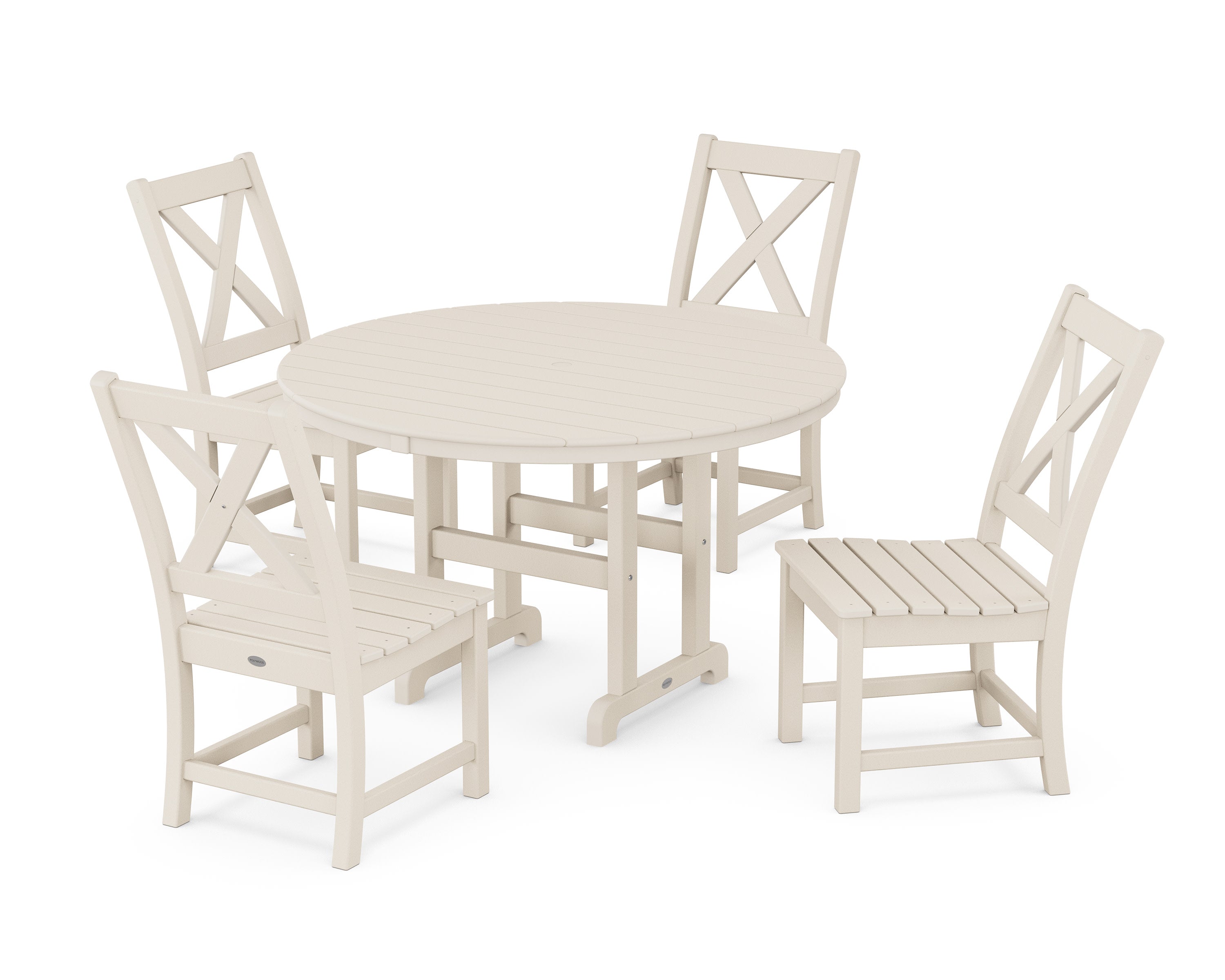 Braxton Side Chair 5-Piece Round Dining Set in Sand
