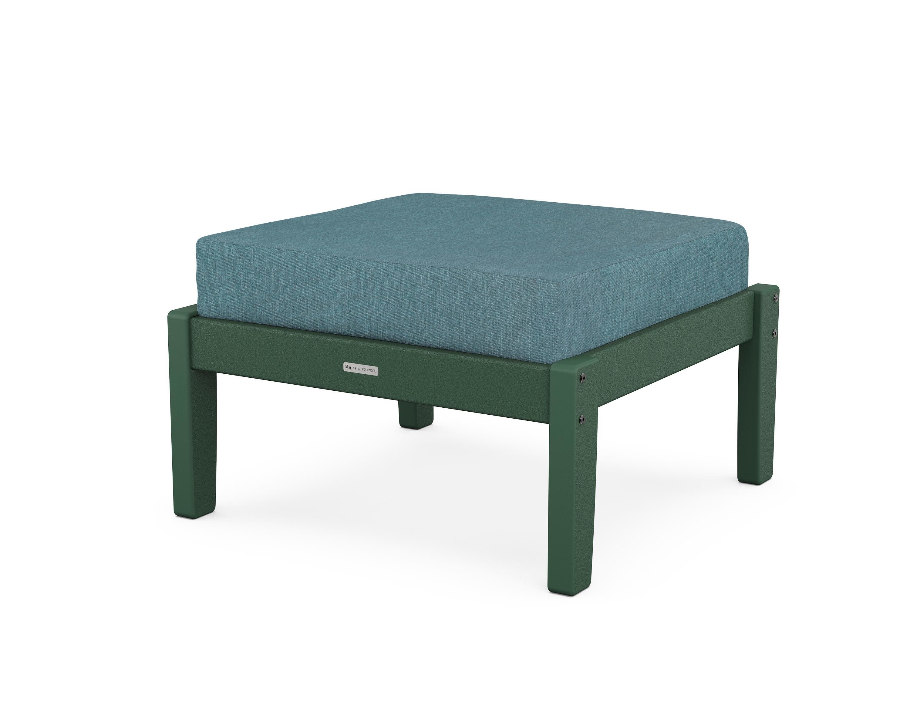 Chinoiserie Deep Seating Ottoman in Green / Ocean Teal