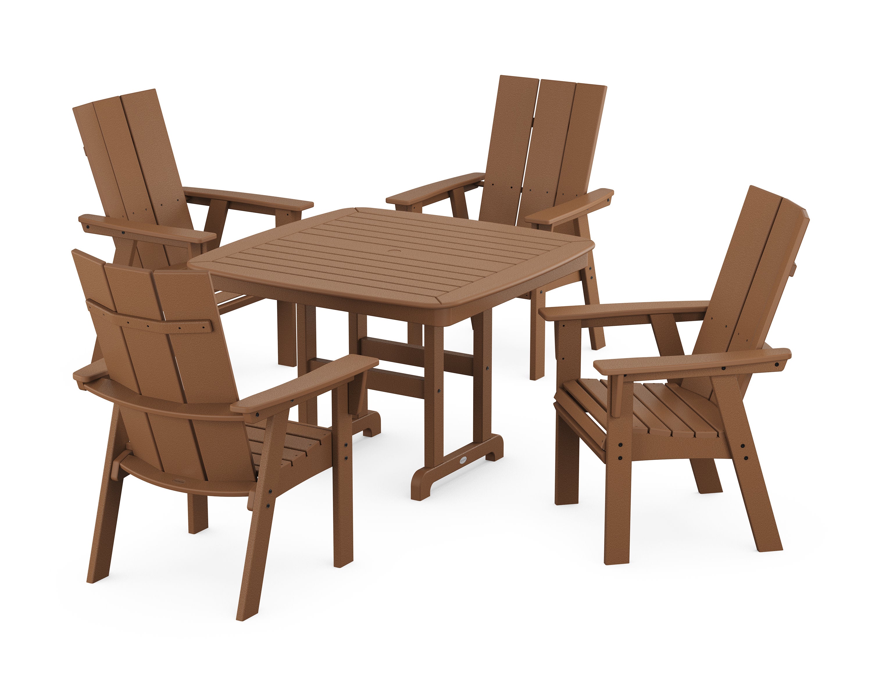 Modern Curveback Adirondack 5-Piece Dining Set in Teak