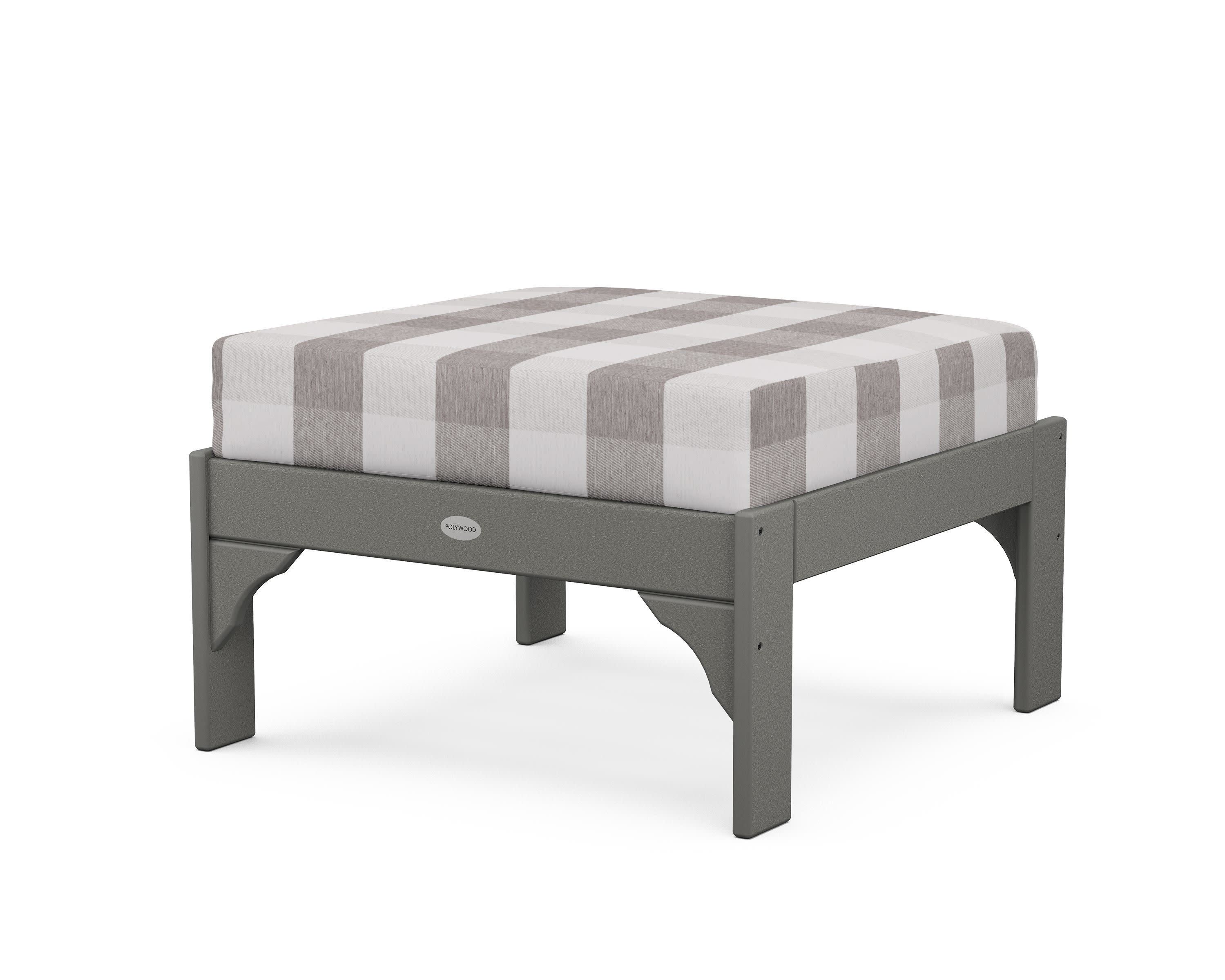 Vineyard Deep Seating Ottoman in Slate Grey / Buffalo Plaid Grey Mist