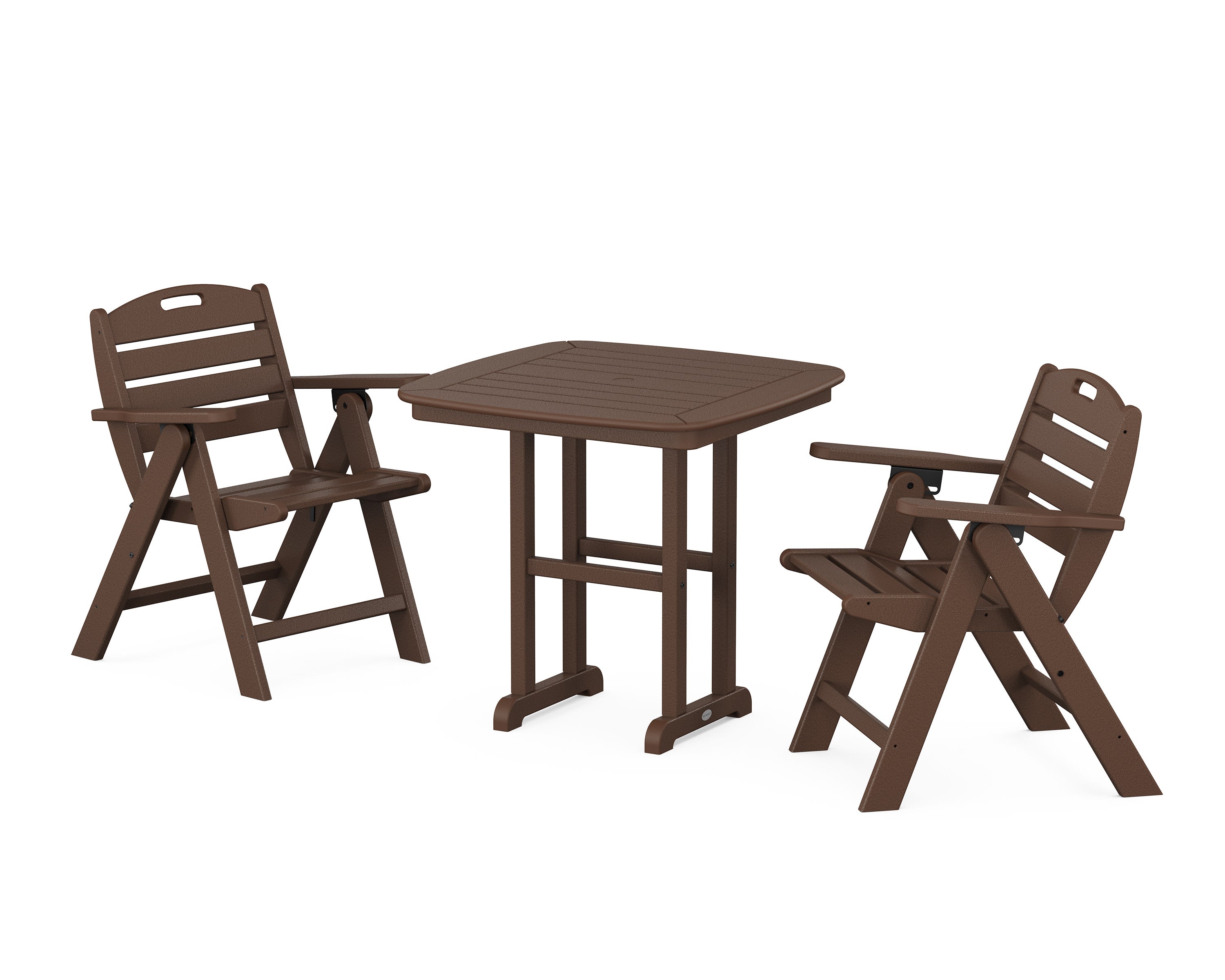 Nautical Folding Lowback Chair 3-Piece Dining Set in Mahogany