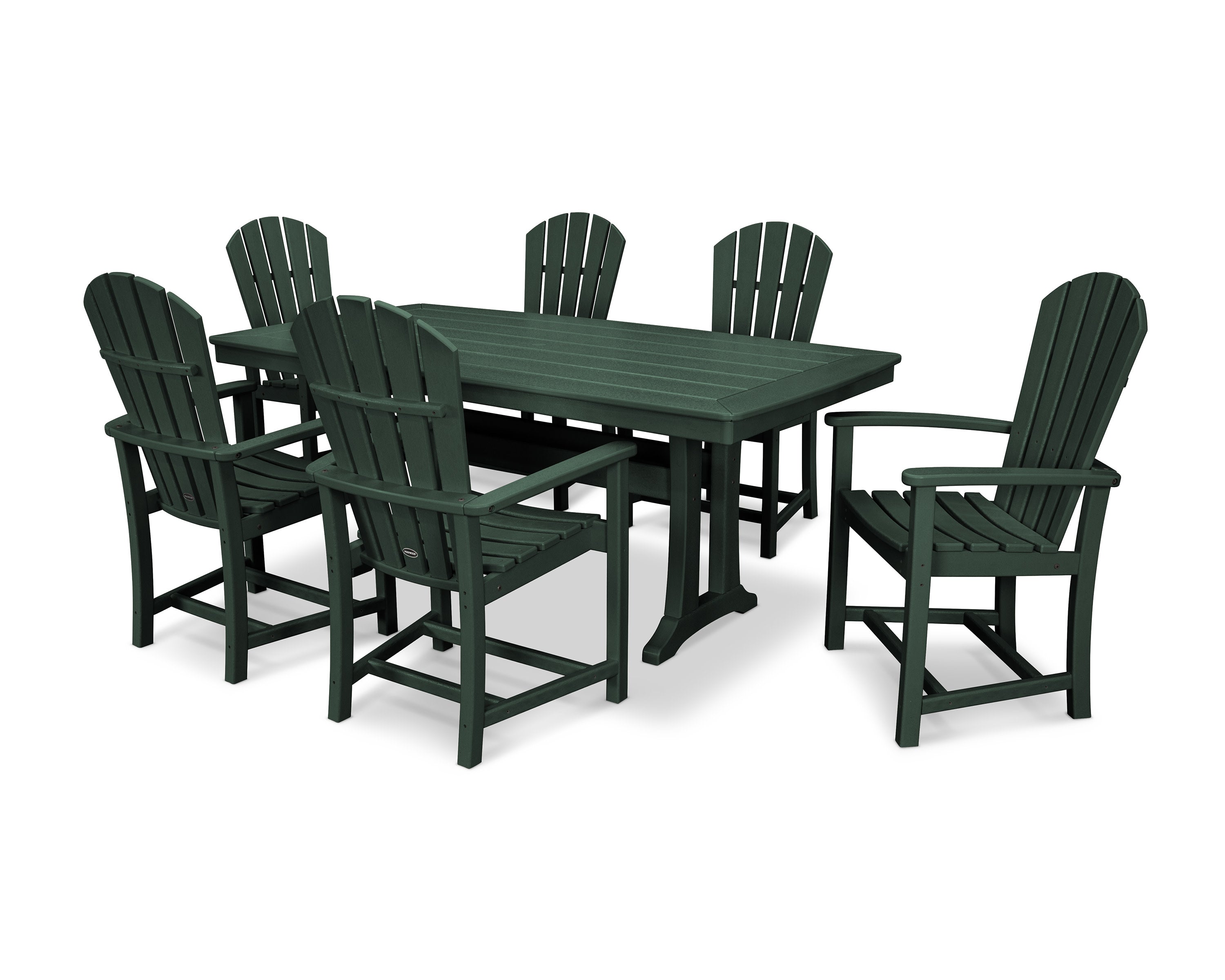 Palm Coast 7-Piece Dining Set with Trestle Legs in Green