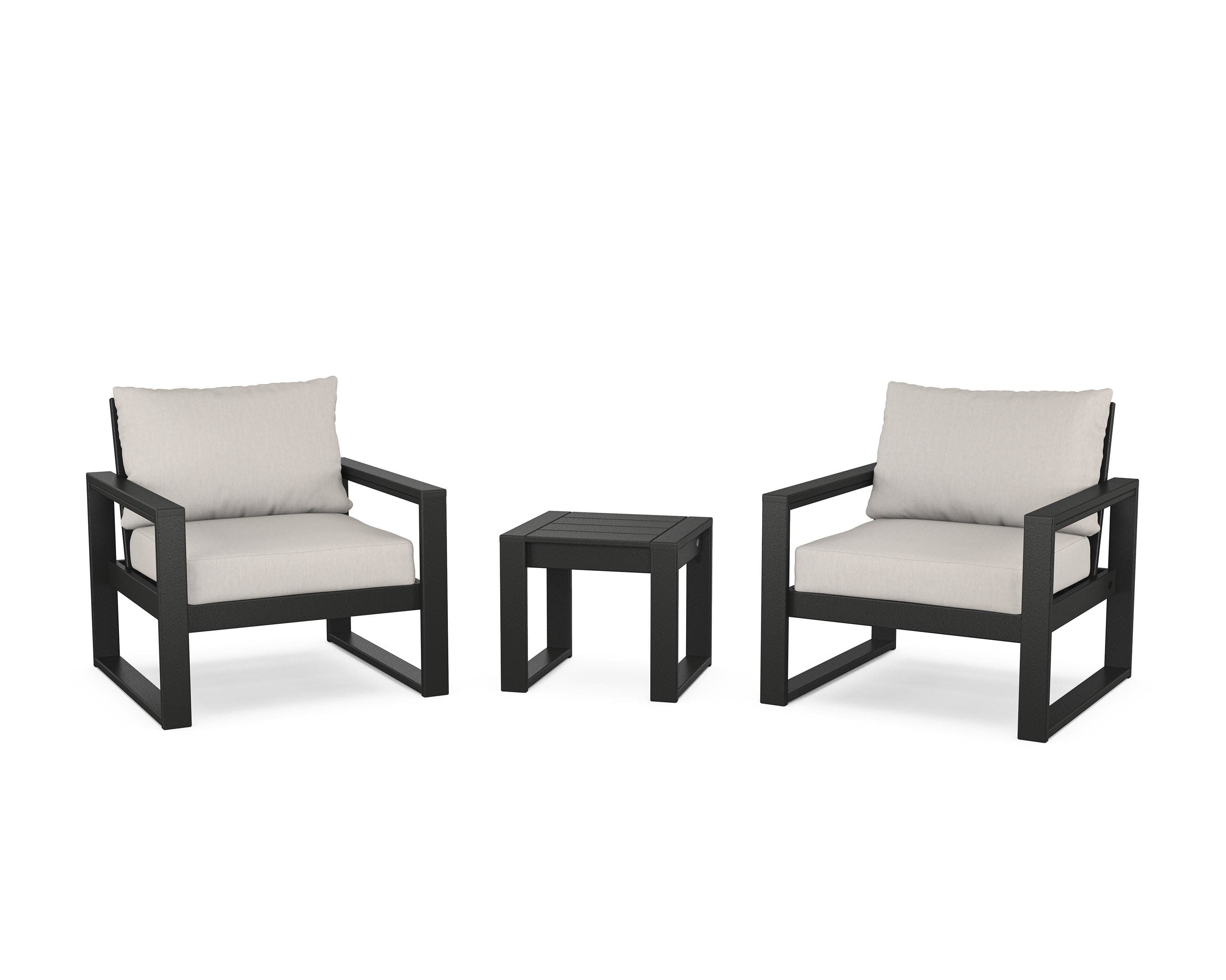 EDGE Sectional 3-Piece Deep Seating Set in Black / Cast Ash