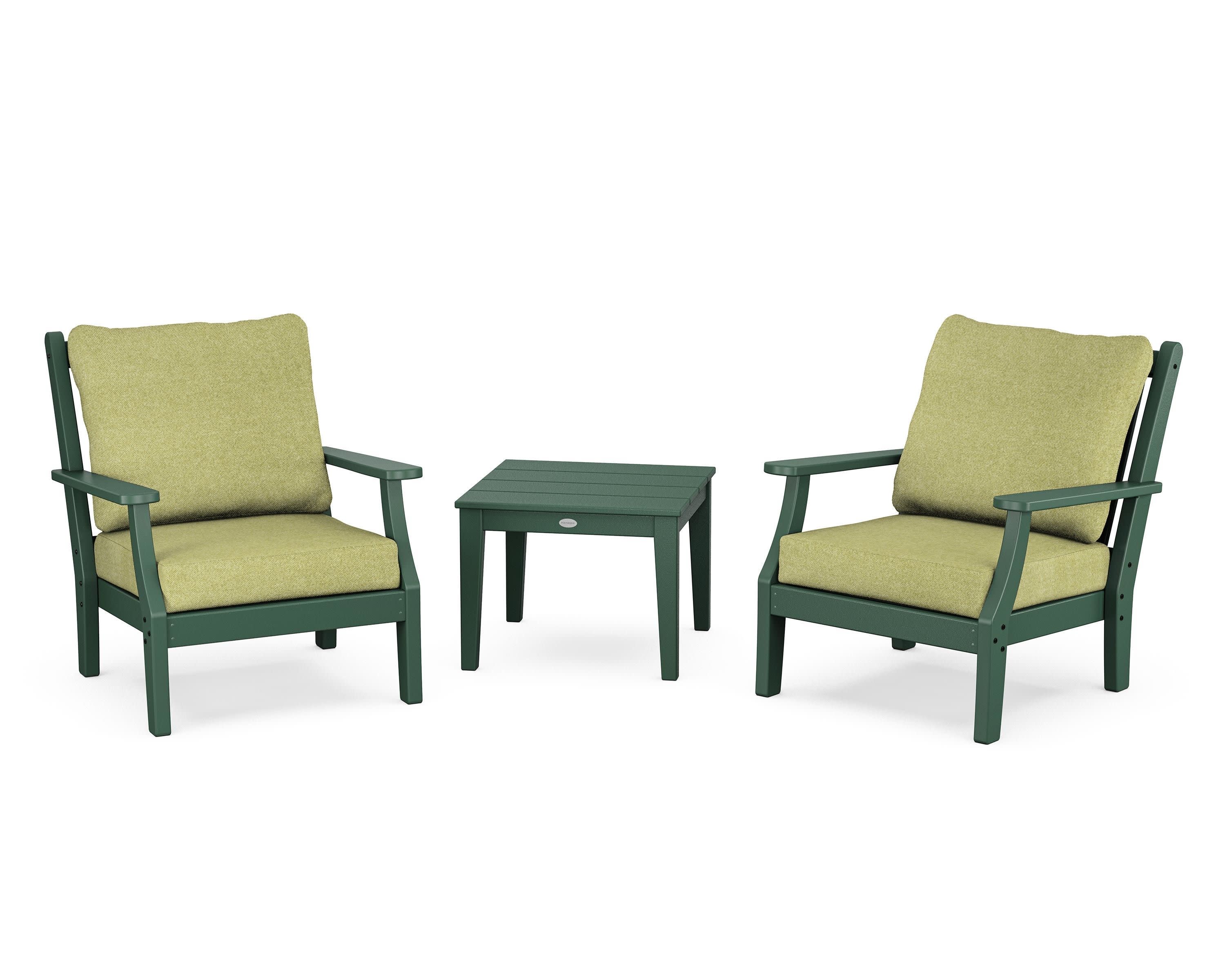 Wovendale 3-Piece Deep Seating Set in Green / Chartreuse Boucle