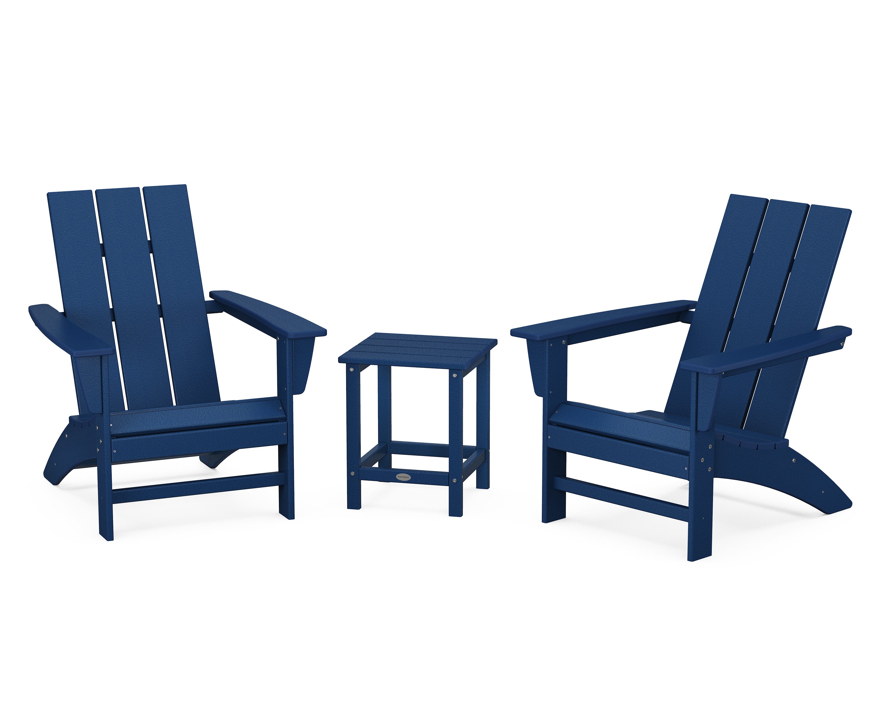 Modern 3-Piece Adirondack Set with Long Island 18" Side Table in Navy