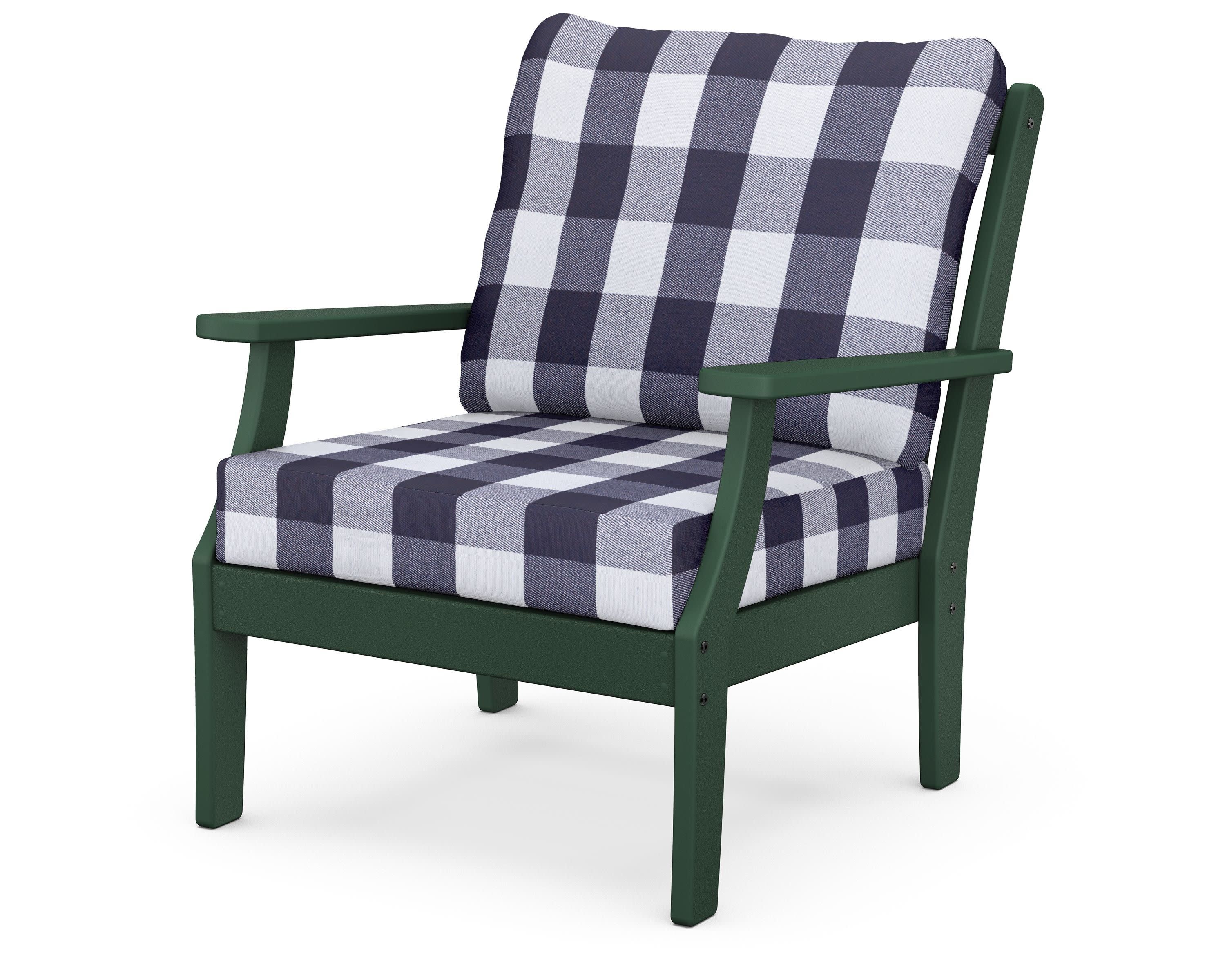 Braxton Deep Seating Chair in Green / Buffalo Plaid Navy