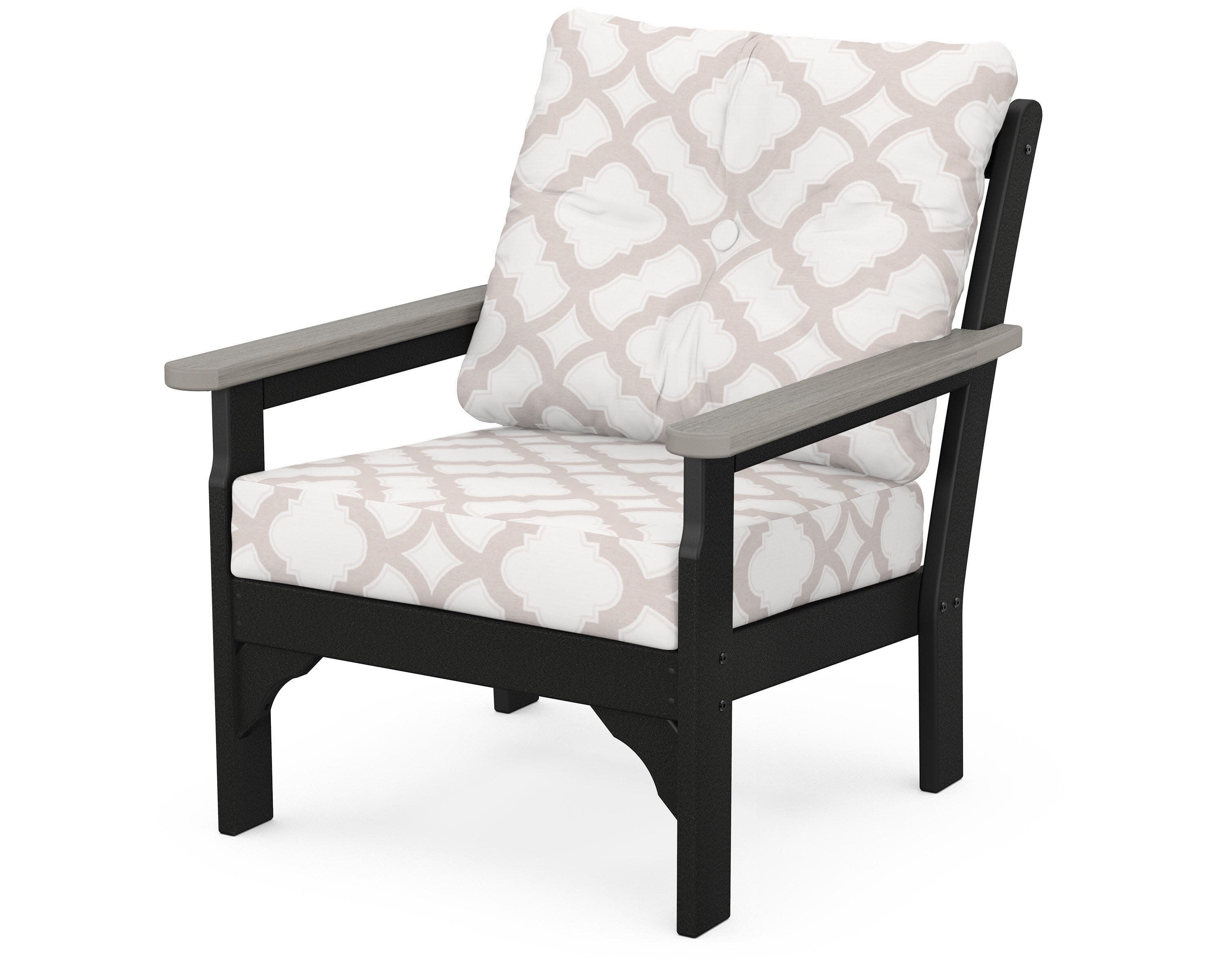Vineyard Deep Seating Chair in Black / Driftwood / Trellis Dune Burlap