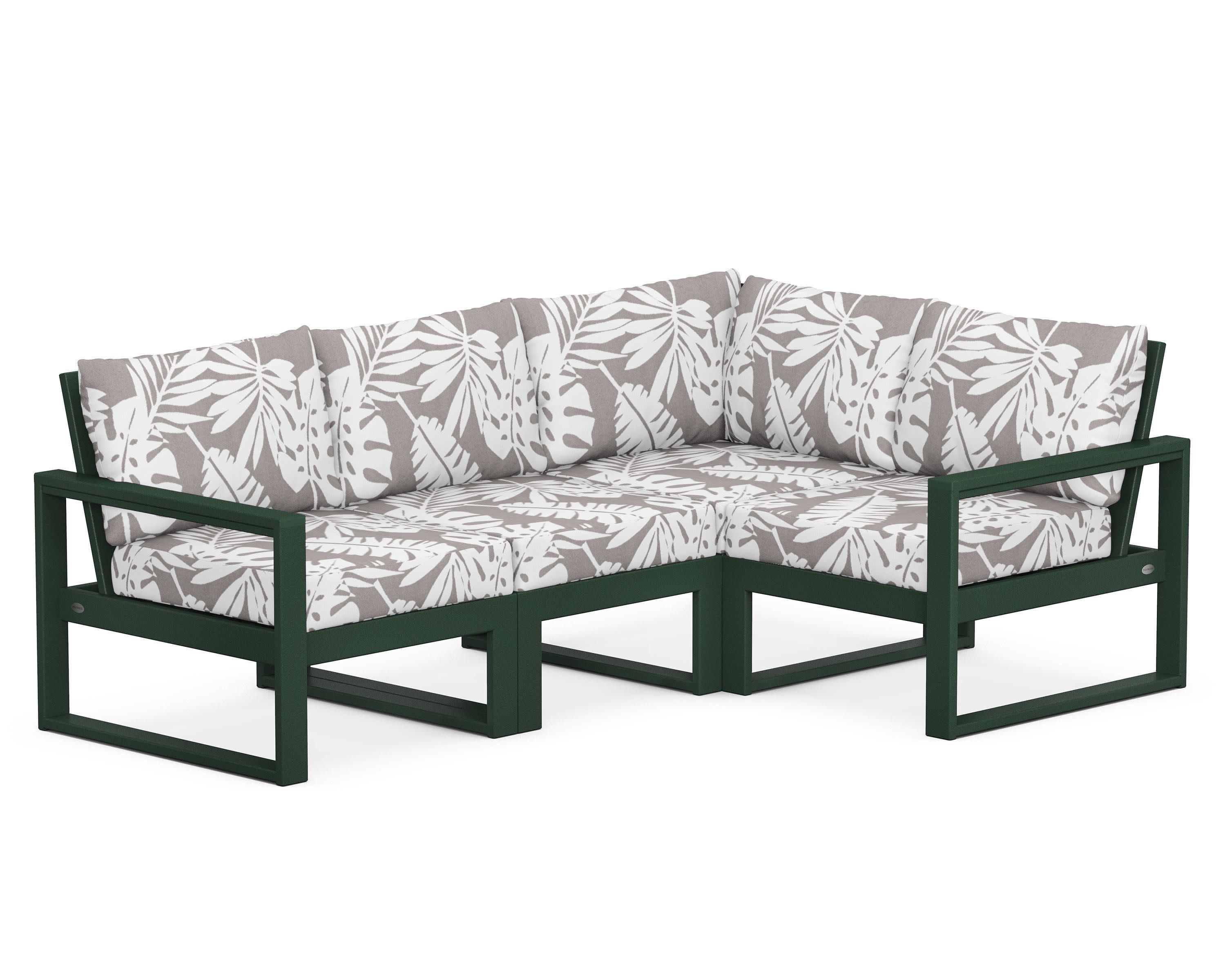 EDGE 4-Piece Modular Deep Seating Set in Green / Leaf Grey Mist