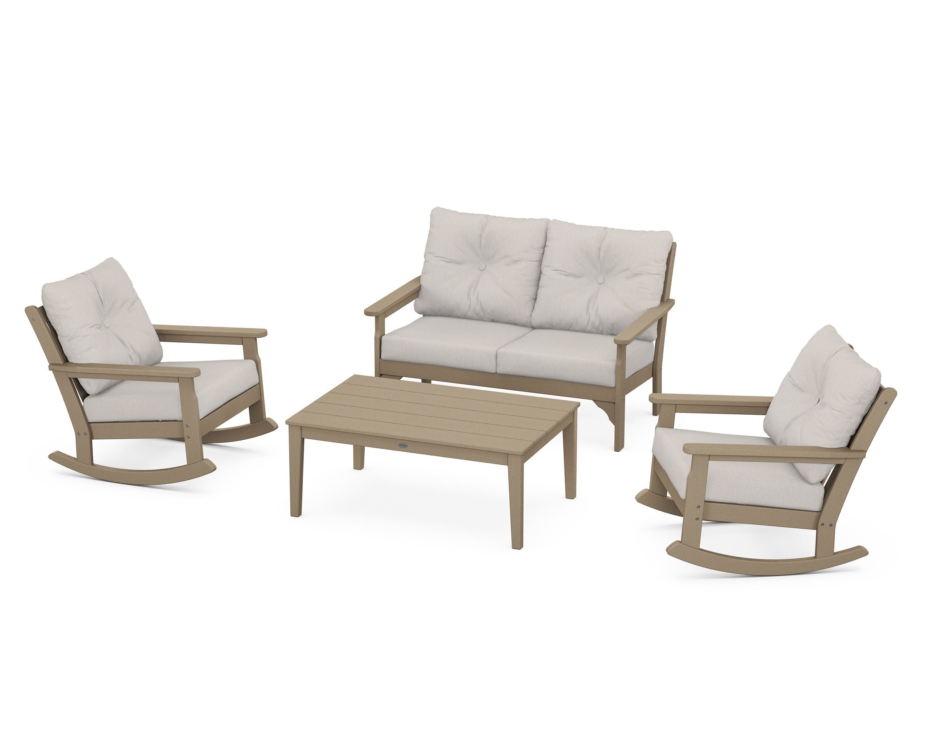 Vineyard 4-Piece Deep Seating Rocking Chair Set in Vintage Sahara / Cast Ash