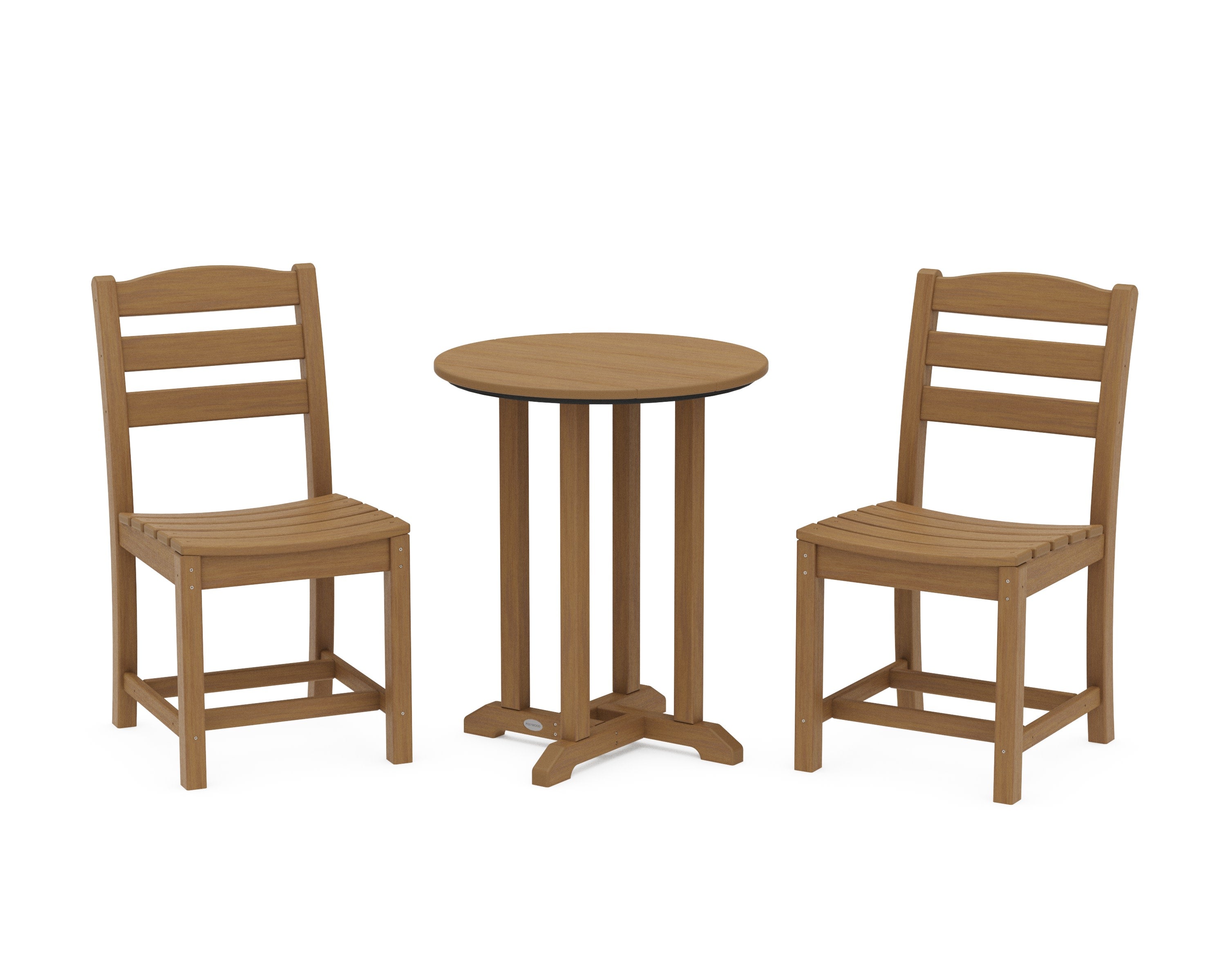 La Casa Caf Side Chair 3-Piece Round Bistro Dining Set in Natural