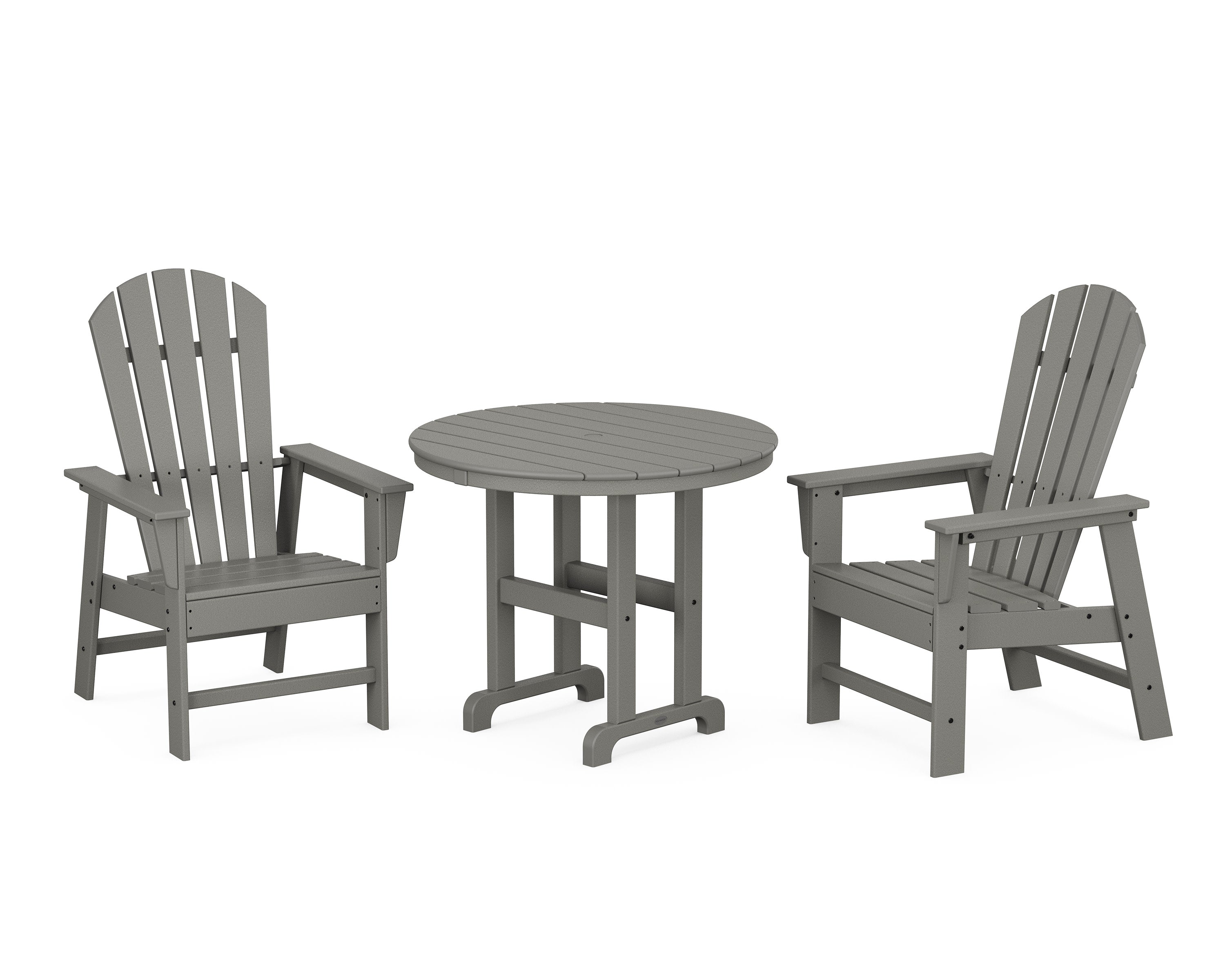 South Beach 3-Piece Round Farmhouse Dining Set in Slate Grey