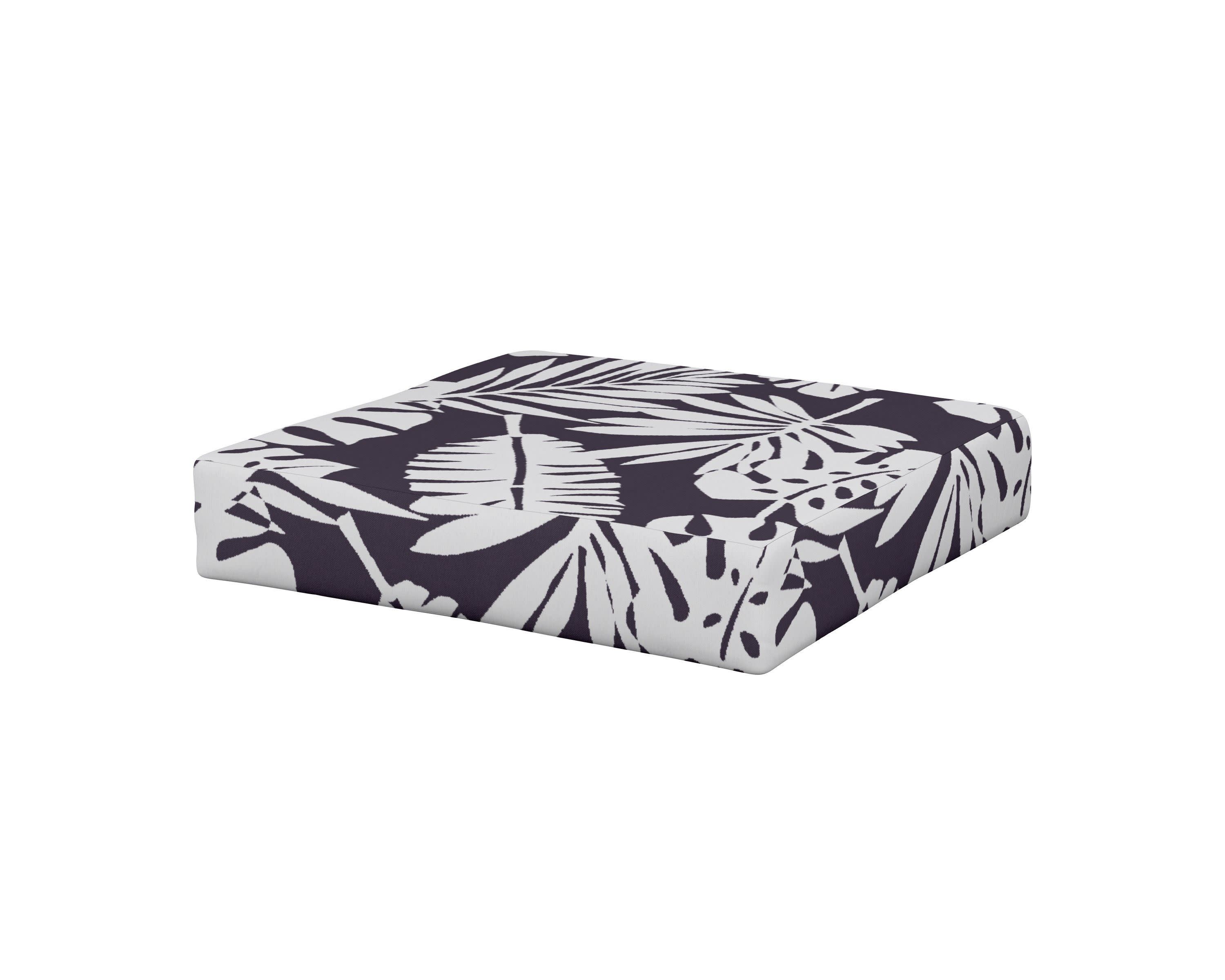 Vineyard Ottoman Cushion in Leaf Navy