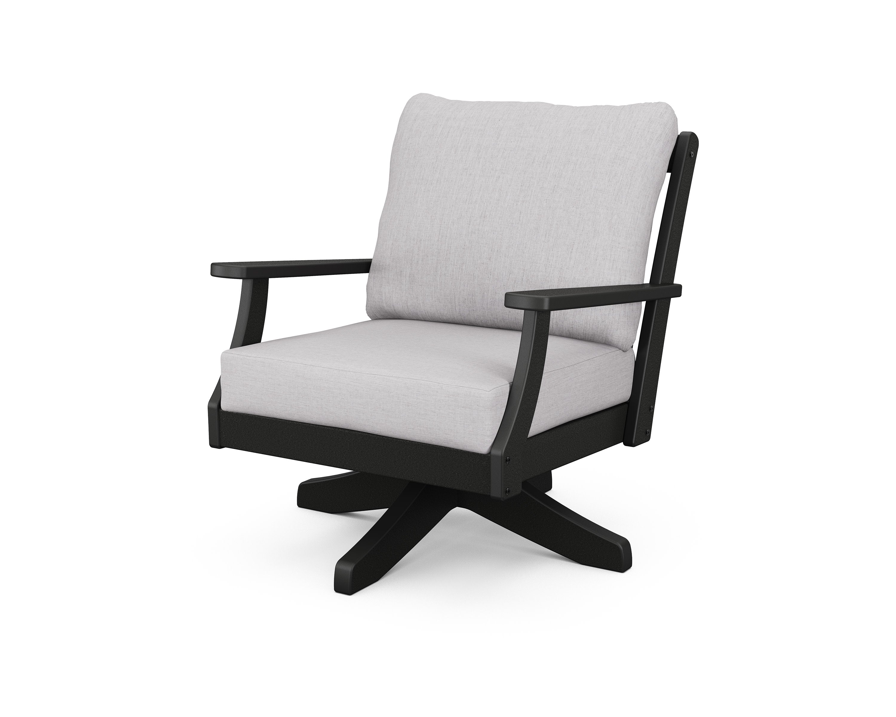 Braxton Deep Seating Swivel Chair in Black / Granite
