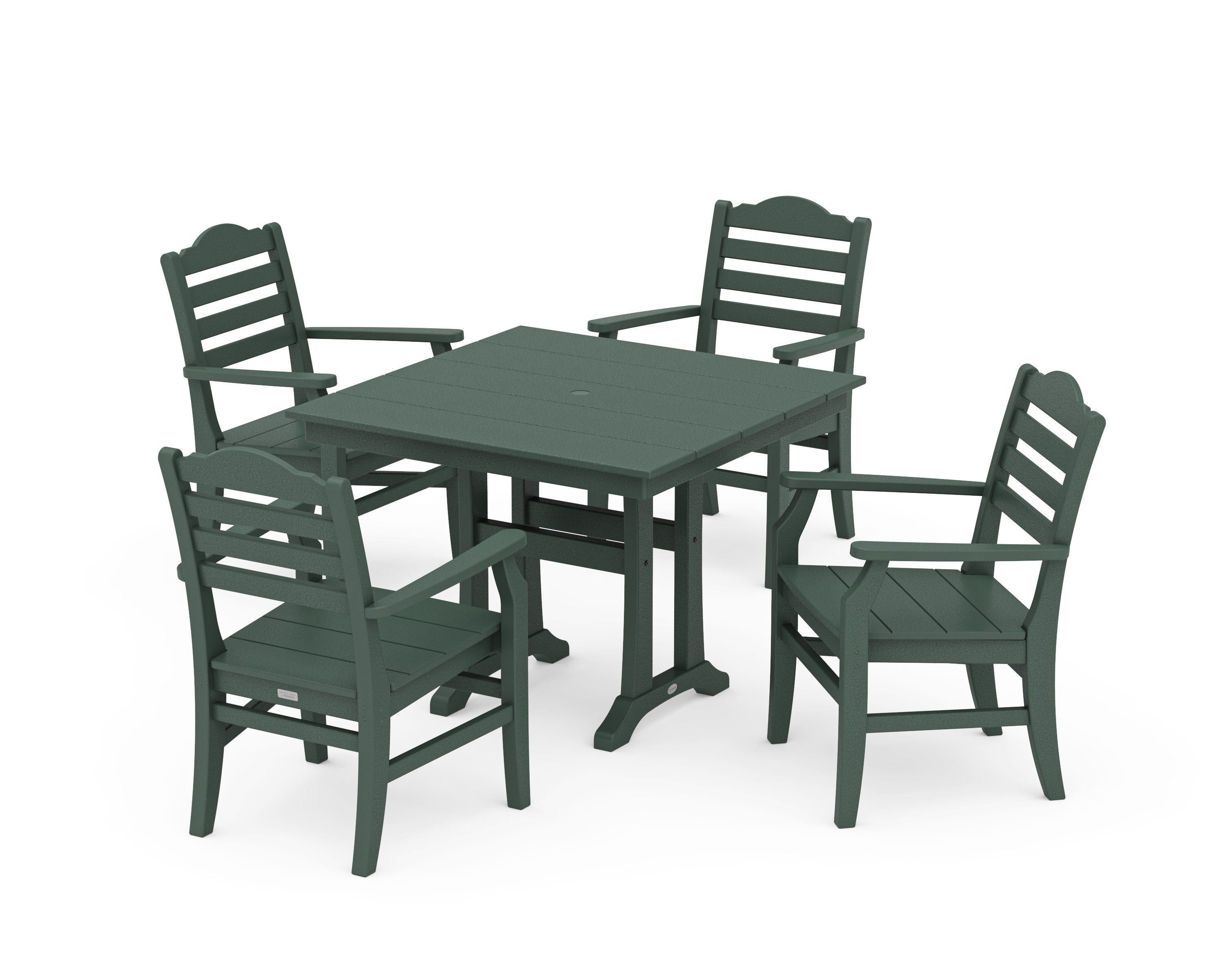 Savannah 5-Piece Farmhouse Dining Set with Trestle Legs in Green