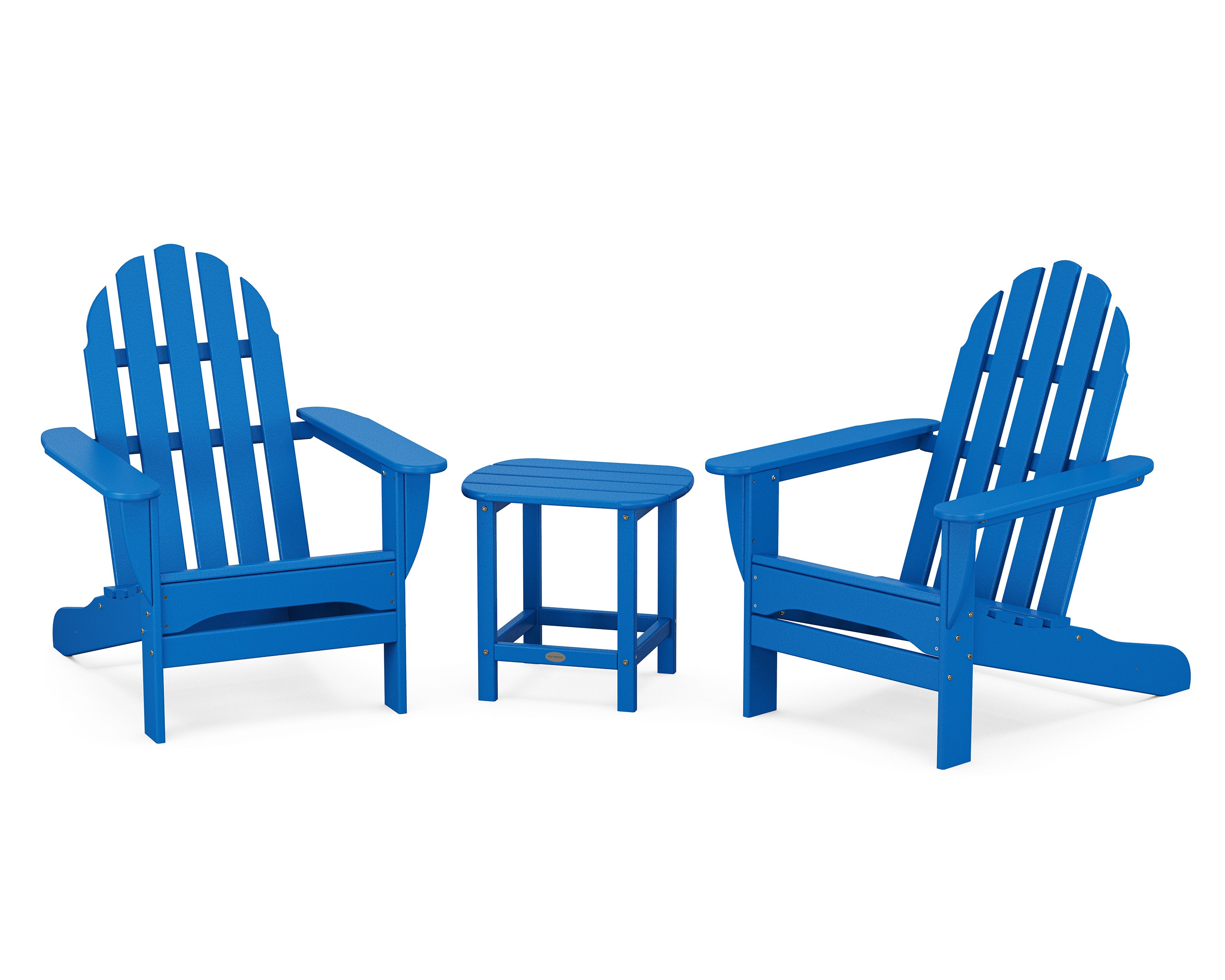 Classic Adirondack 3-Piece Set with South Beach 18" Side Table in Pacific Blue