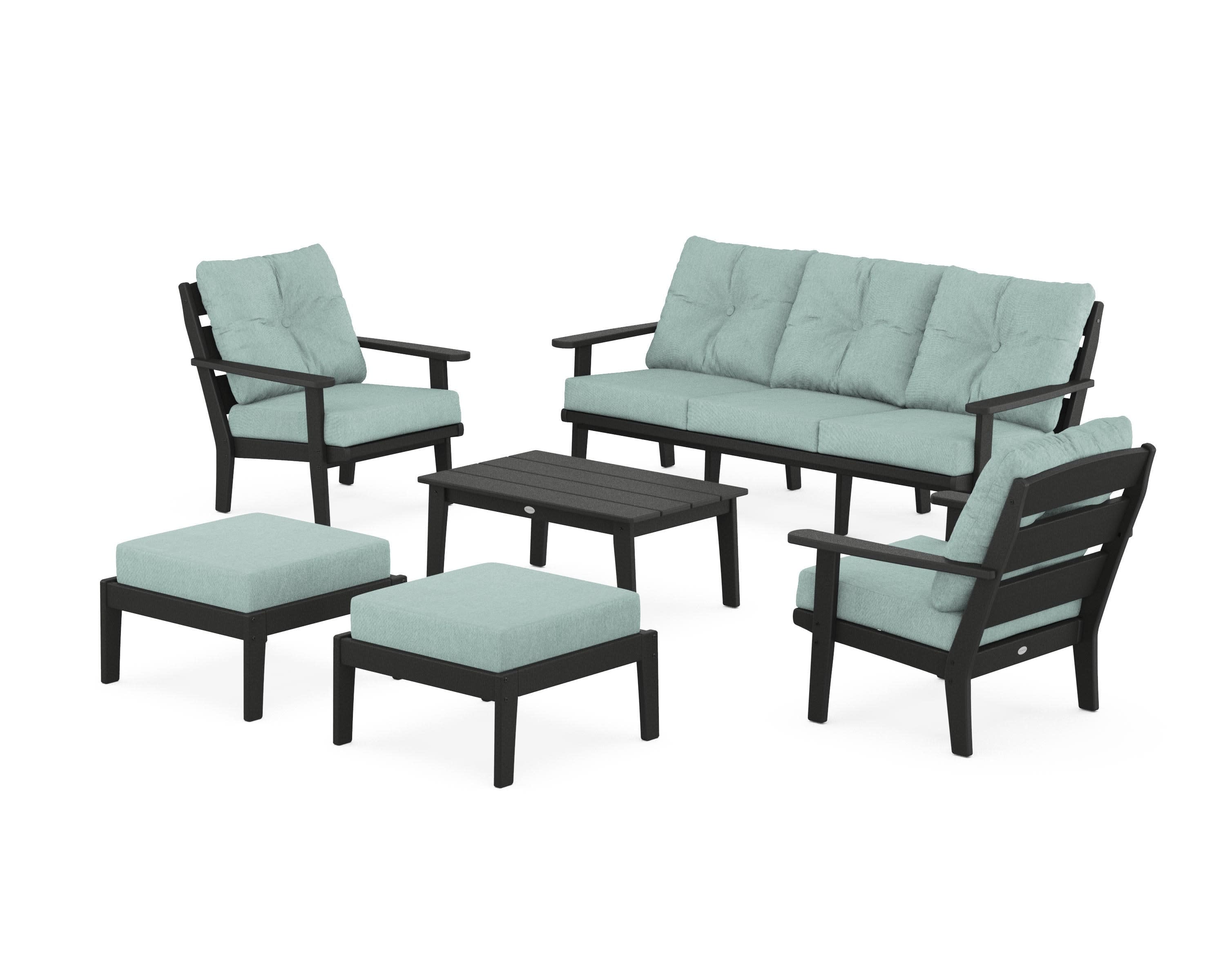 Lakeside 6-Piece Lounge Sofa Set in Black / Glacier Spa