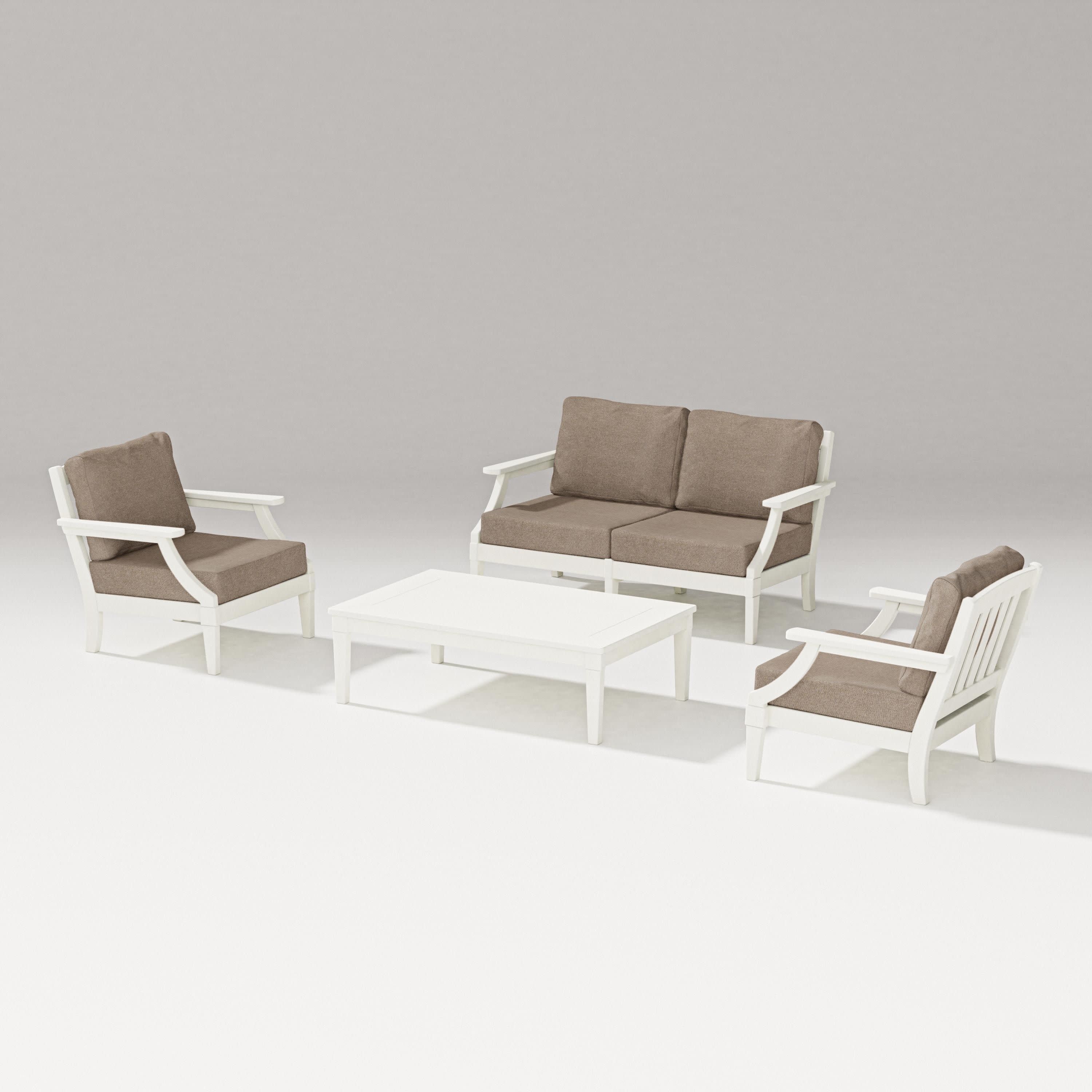 Estate Lounge 4-Piece Loveseat Set in Vintage White / Spiced Burlap