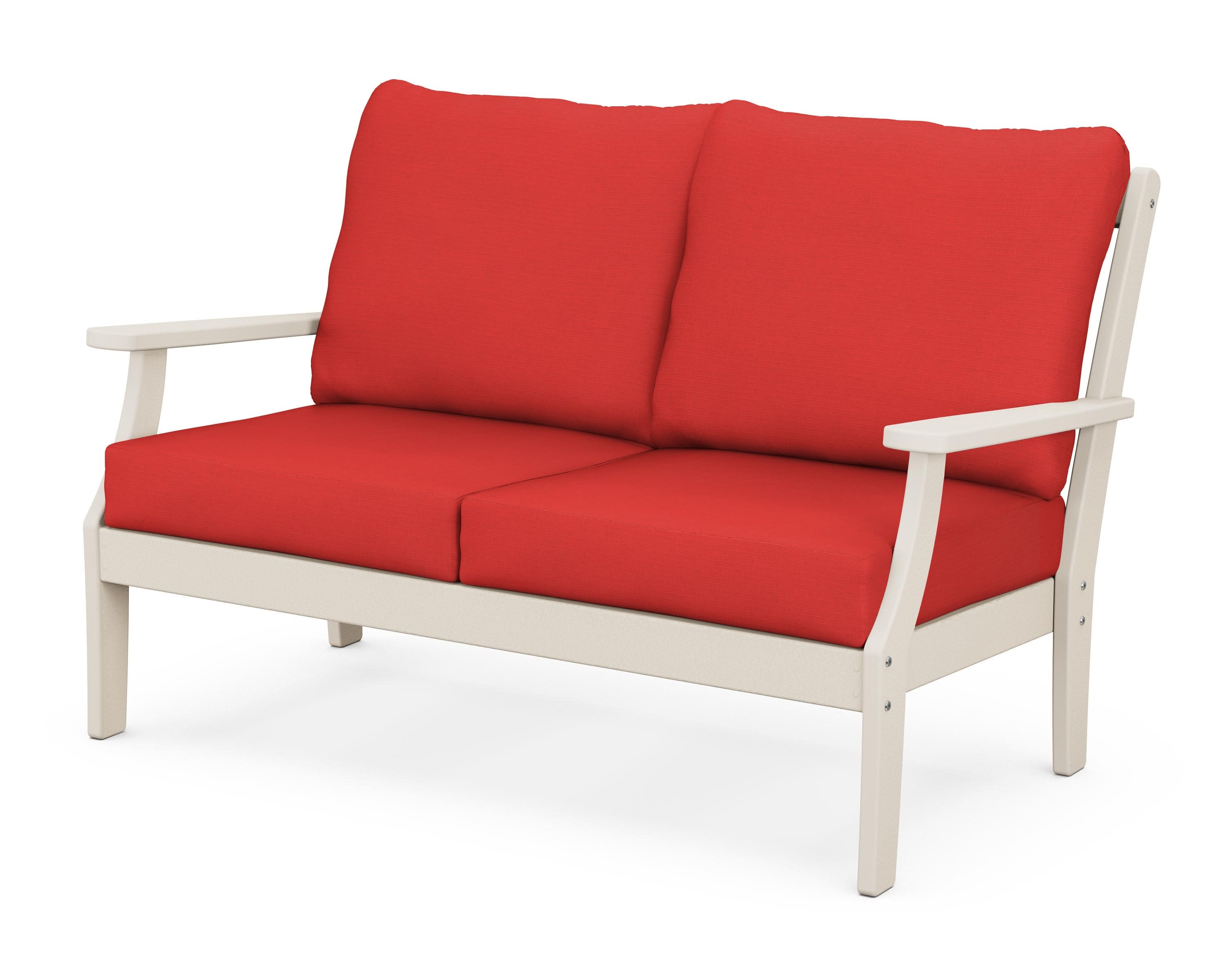 Braxton Deep Seating Loveseat in Sand / Crimson Linen