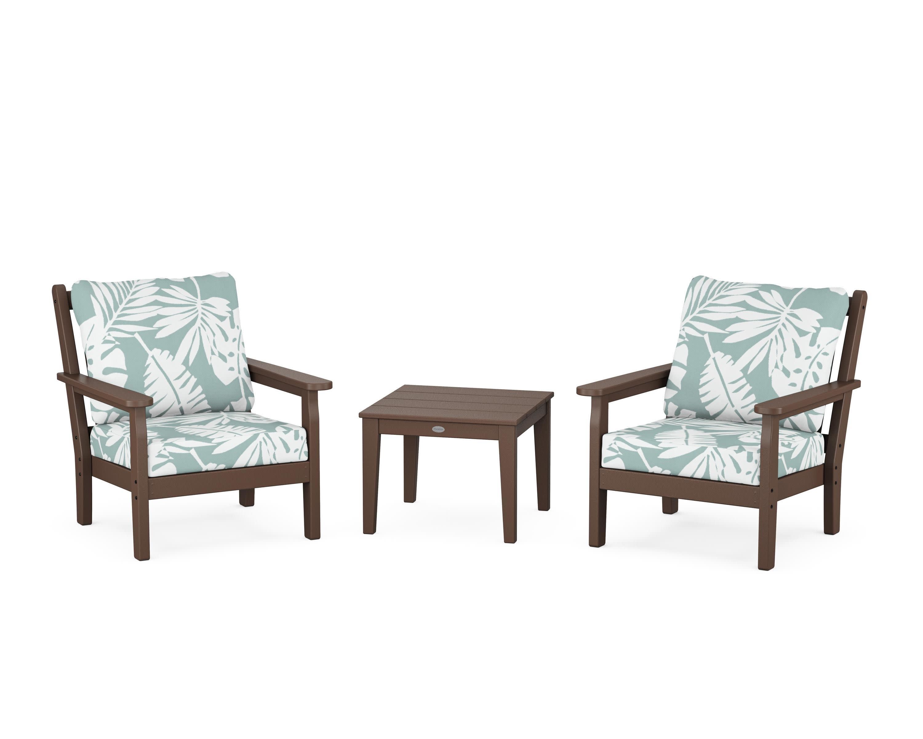 Chippendale 3-Piece Deep Seating Set in Mahogany / Leaf Glacier Spa