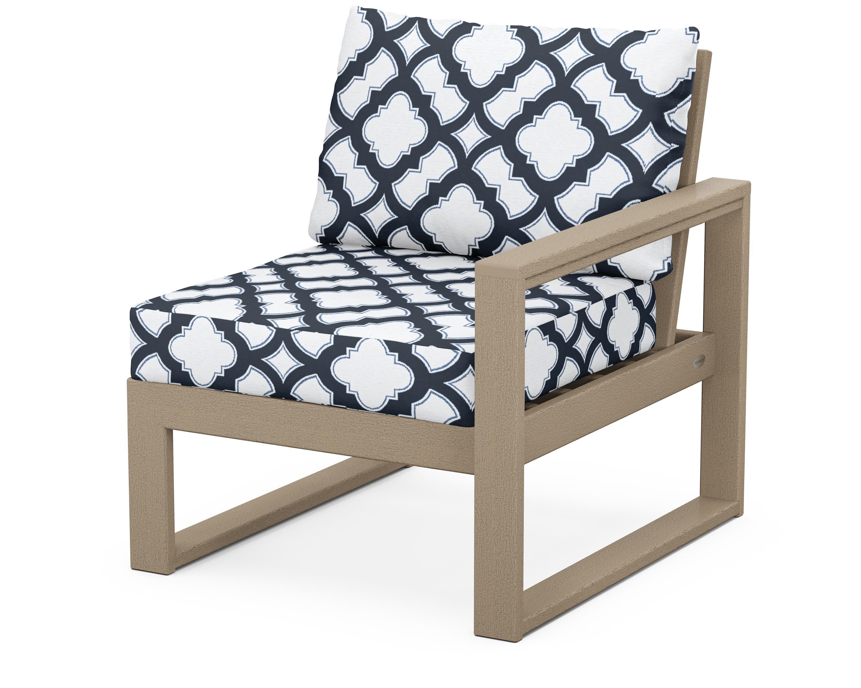EDGE Modular Right Arm Chair in Vintage Sahara / Trellis Marine Indigo