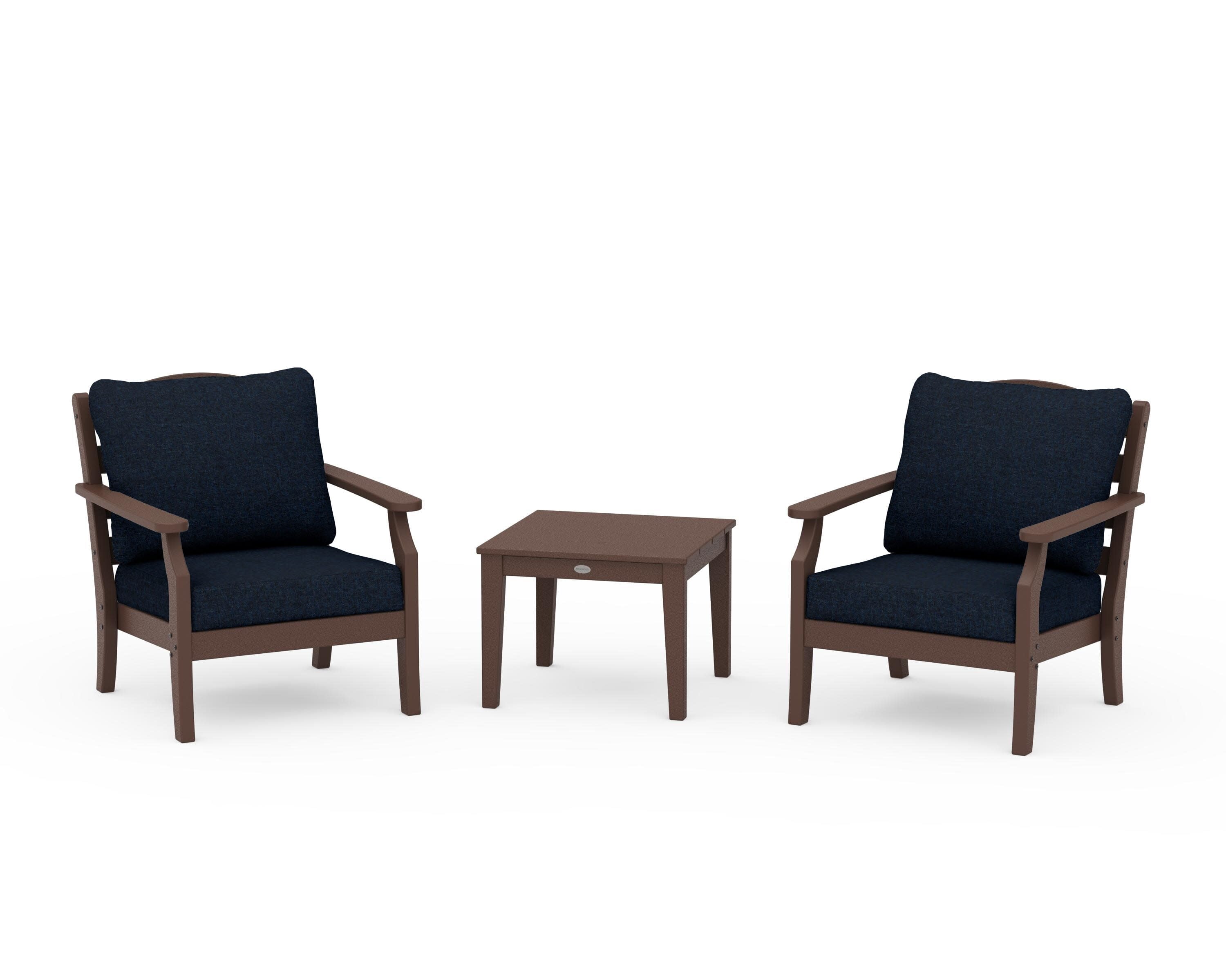 Savannah 3-Piece Deep Seating Set in Mahogany / Marine Indigo