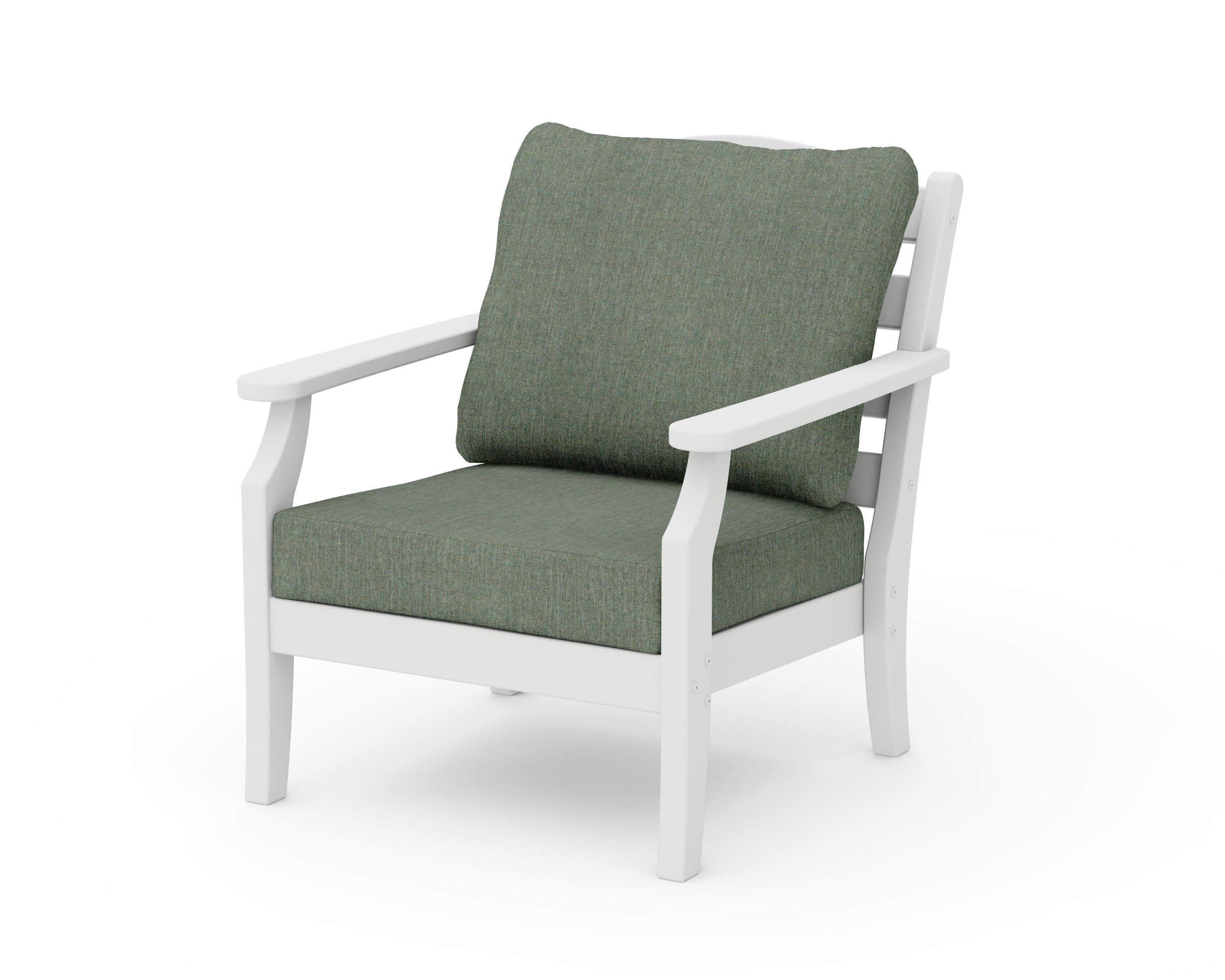 Savannah Deep Seating Chair in White / Cast Sage