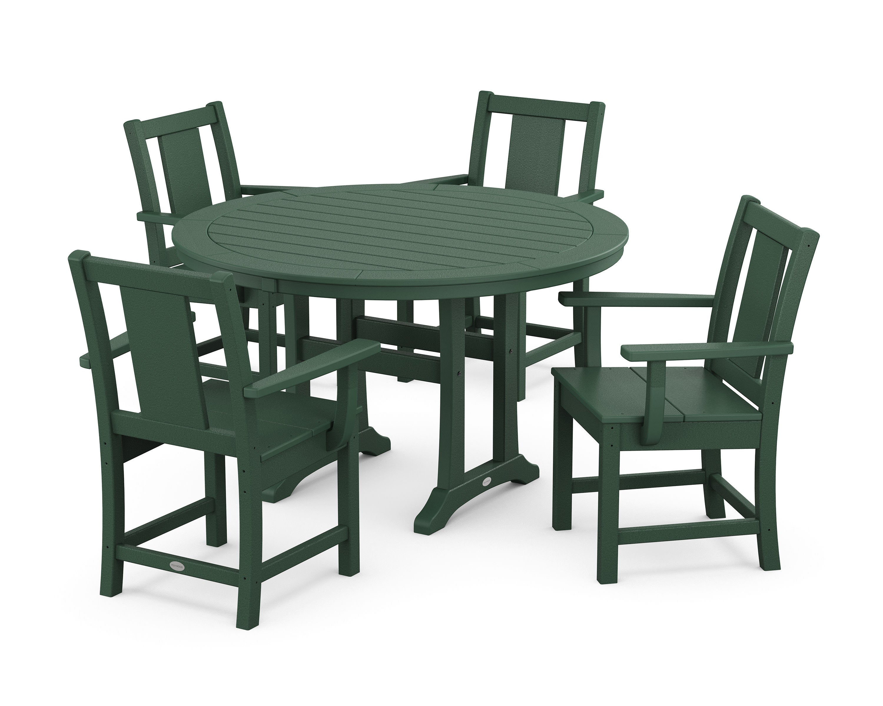 Prairie 5-Piece Round Dining Set with Trestle Legs in Green