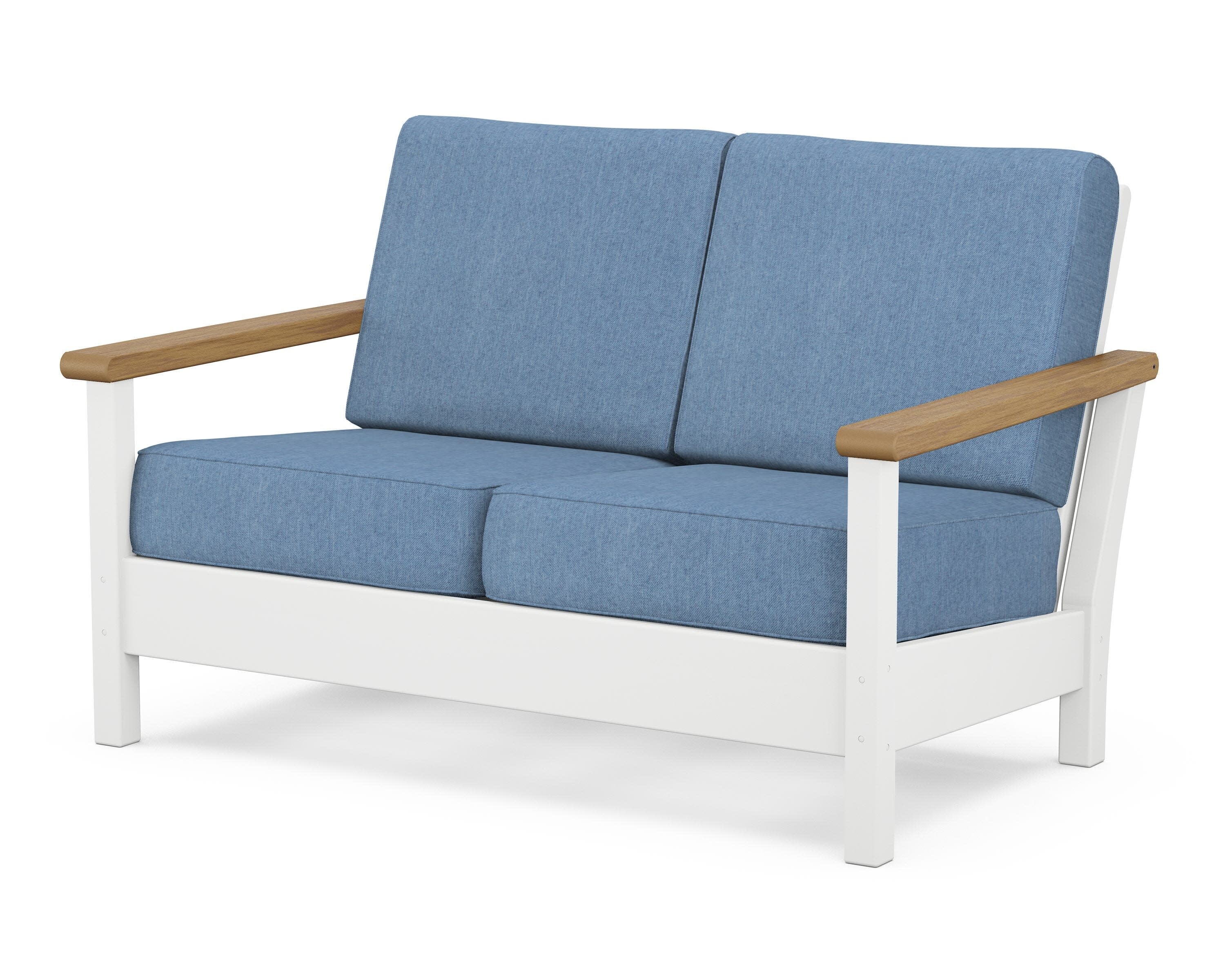 Harbour Deep Seating Loveseat in White / Natural / Sky Blue