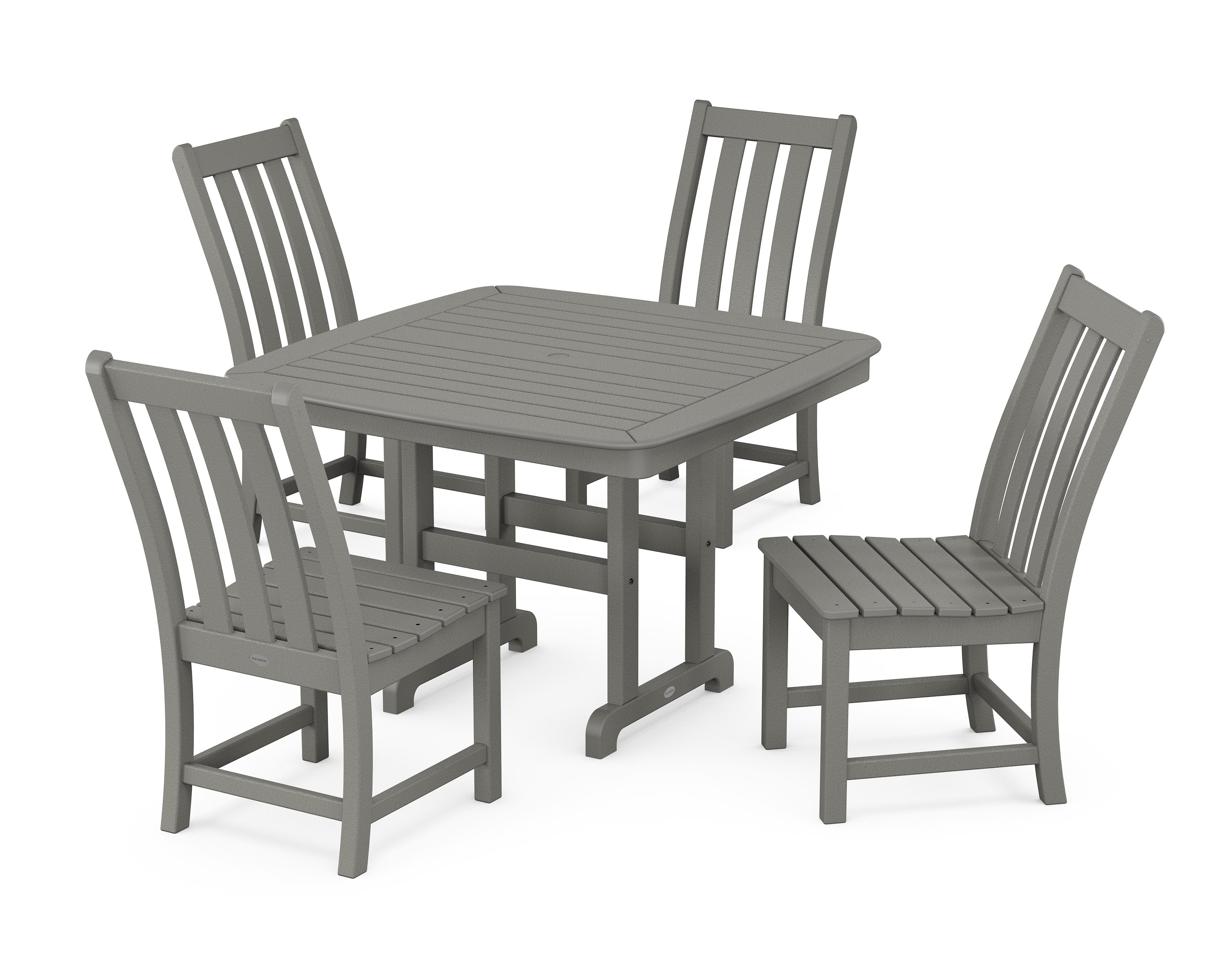 Vineyard Side Chair 5-Piece Dining Set with Trestle Legs in Slate Grey