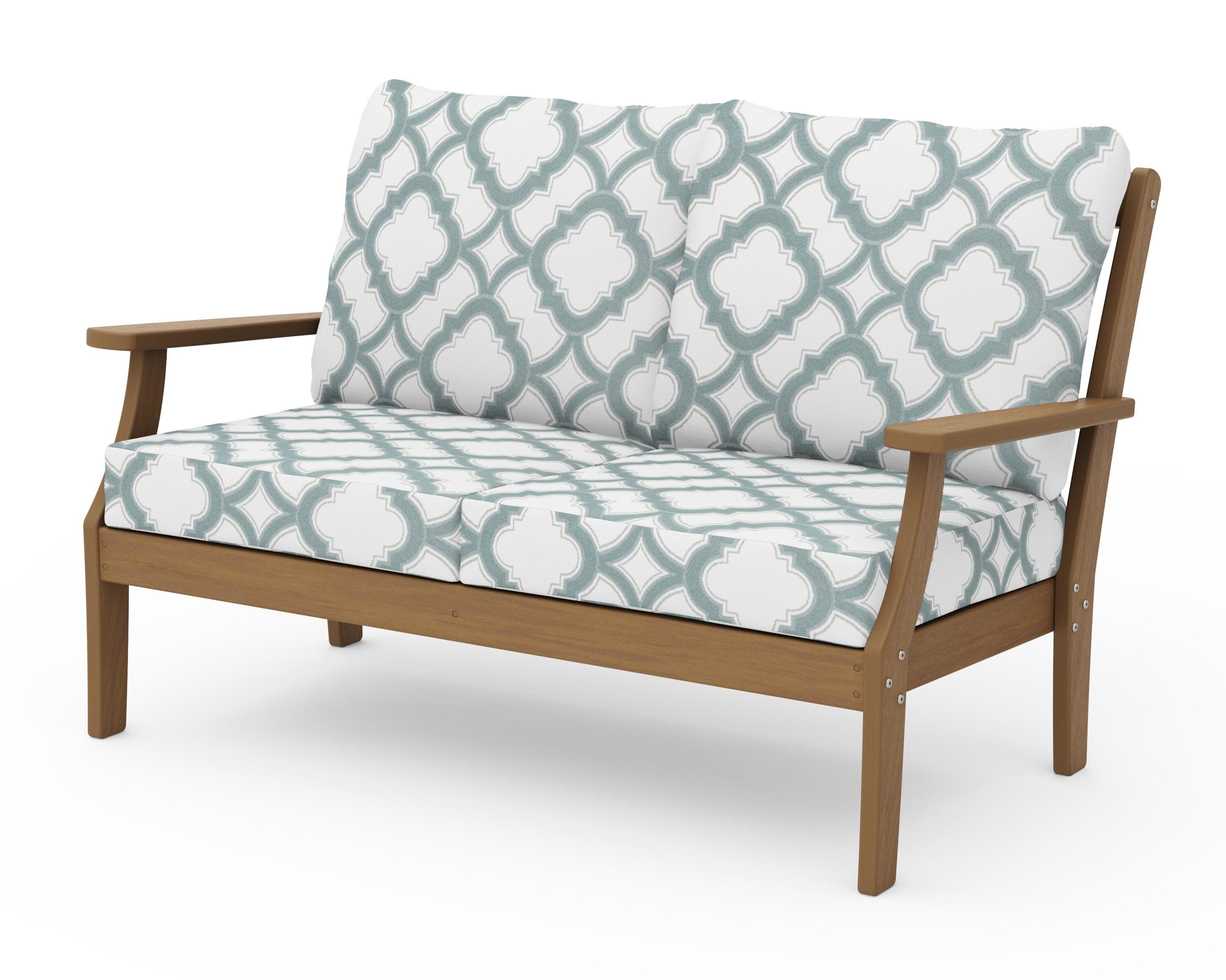 Braxton Deep Seating Loveseat in Natural / Trellis Glacier Spa
