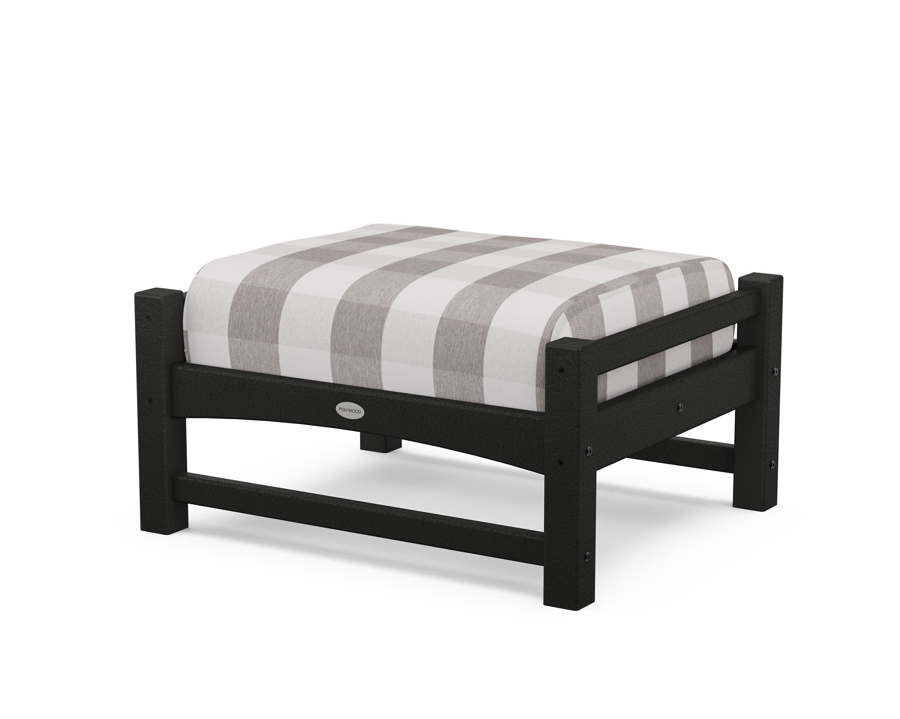 Club Ottoman in Black / Buffalo Plaid Grey Mist