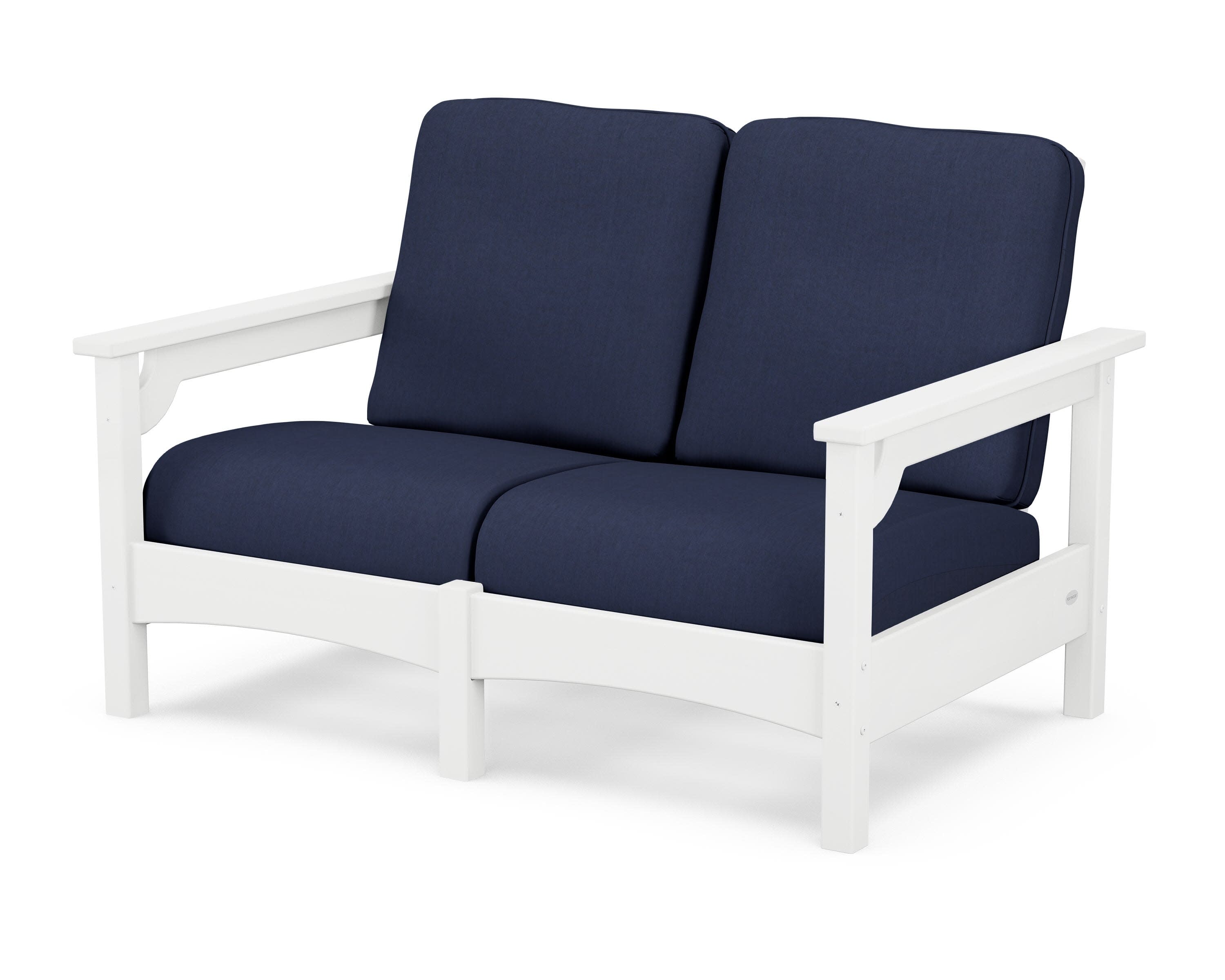 Club Loveseat in White / Spectrum Indigo
