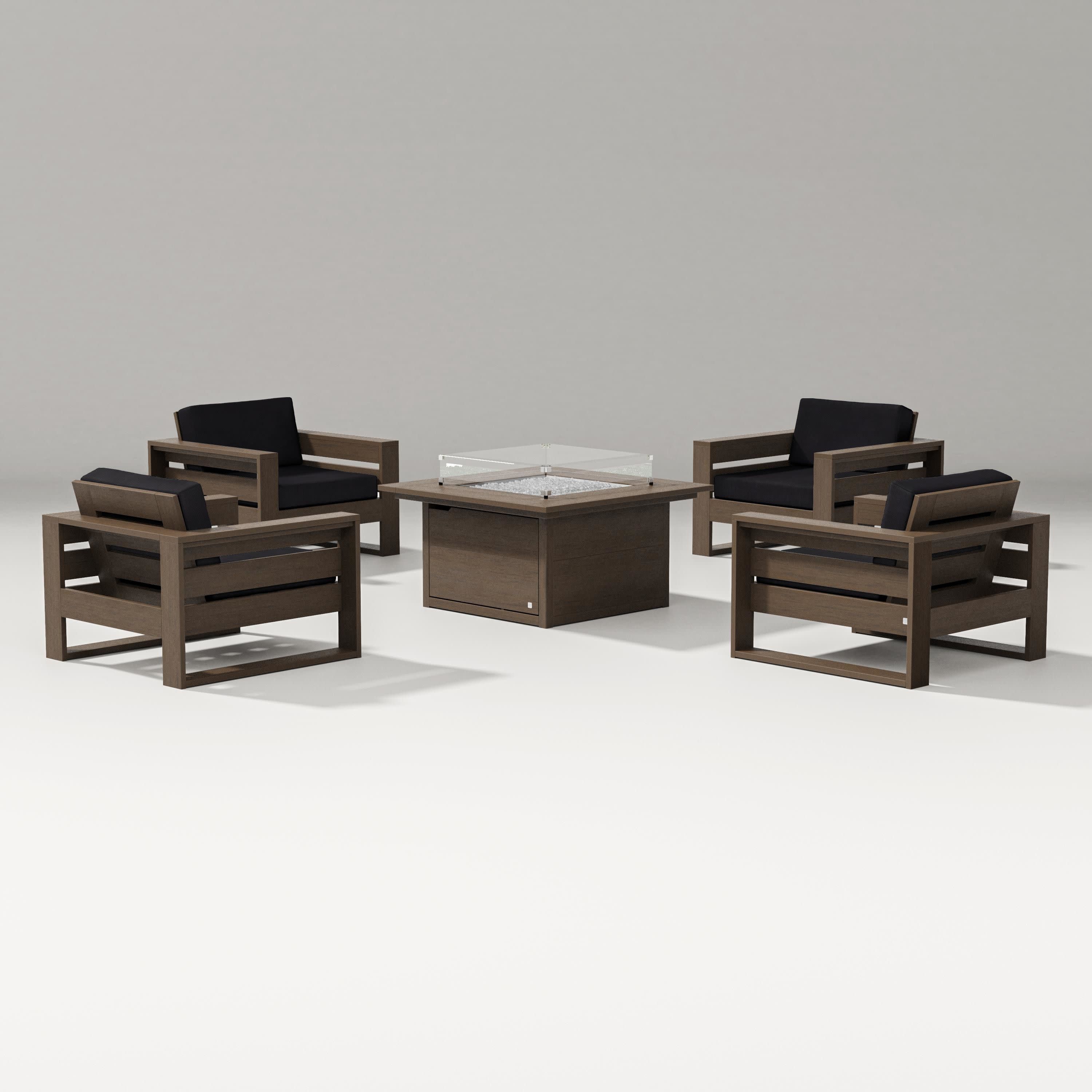 Latitude 5-Piece Lounge Fire Table Set in Kona / Midnight Linen