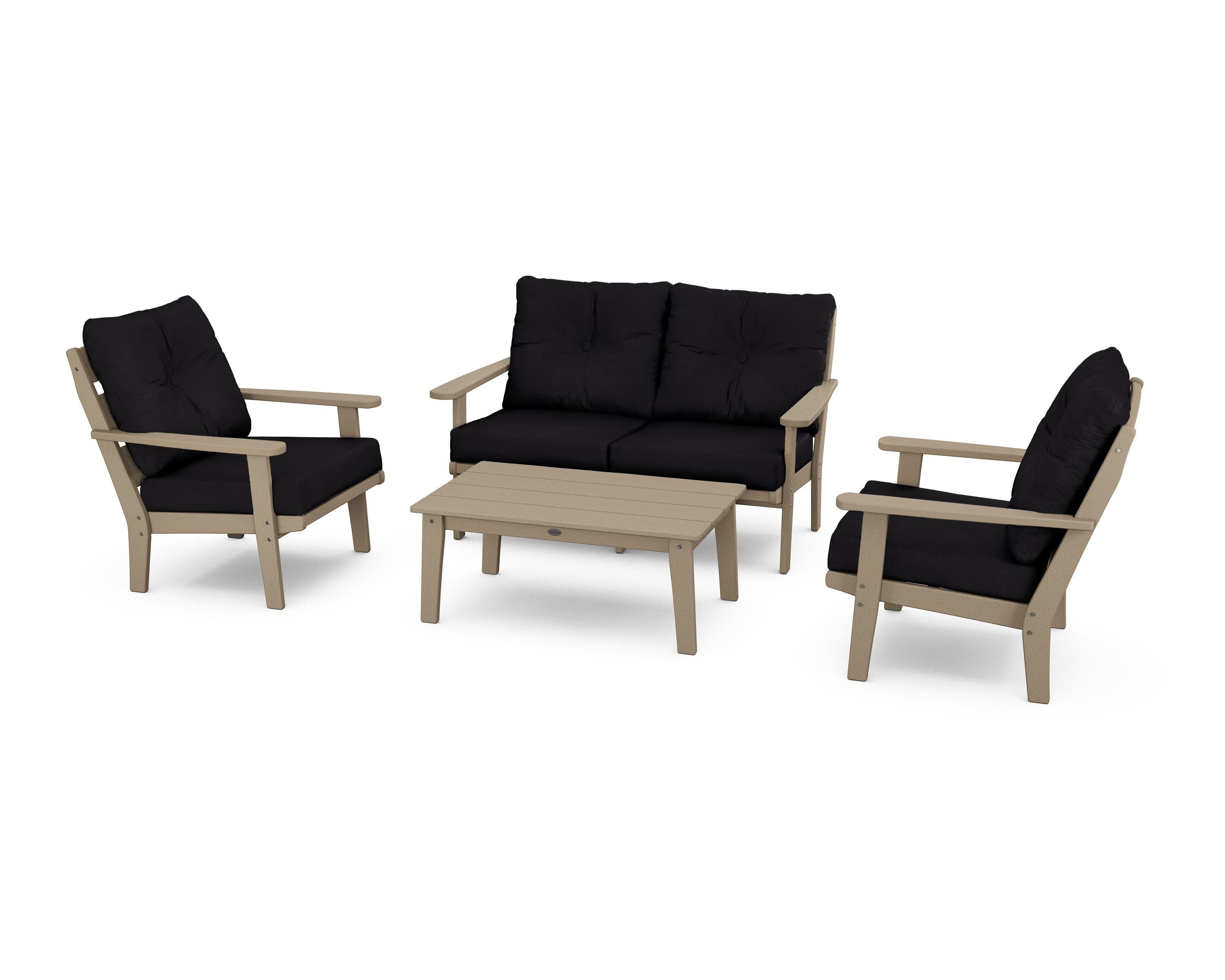 Lakeside 4-Piece Deep Seating Set in Vintage Sahara / Midnight Linen
