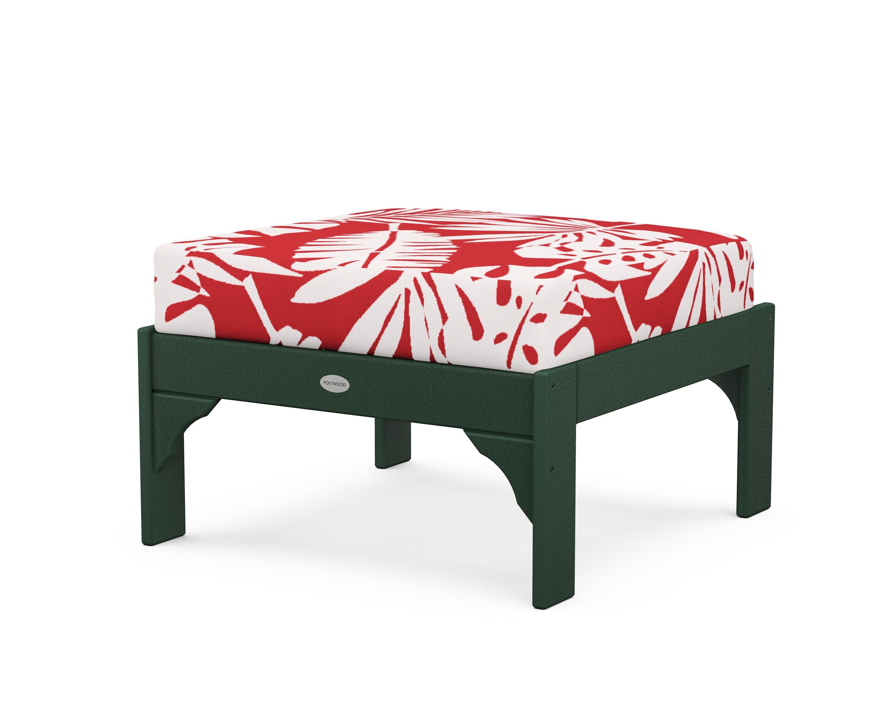 Vineyard Deep Seating Ottoman in Green / Leaf Crimson