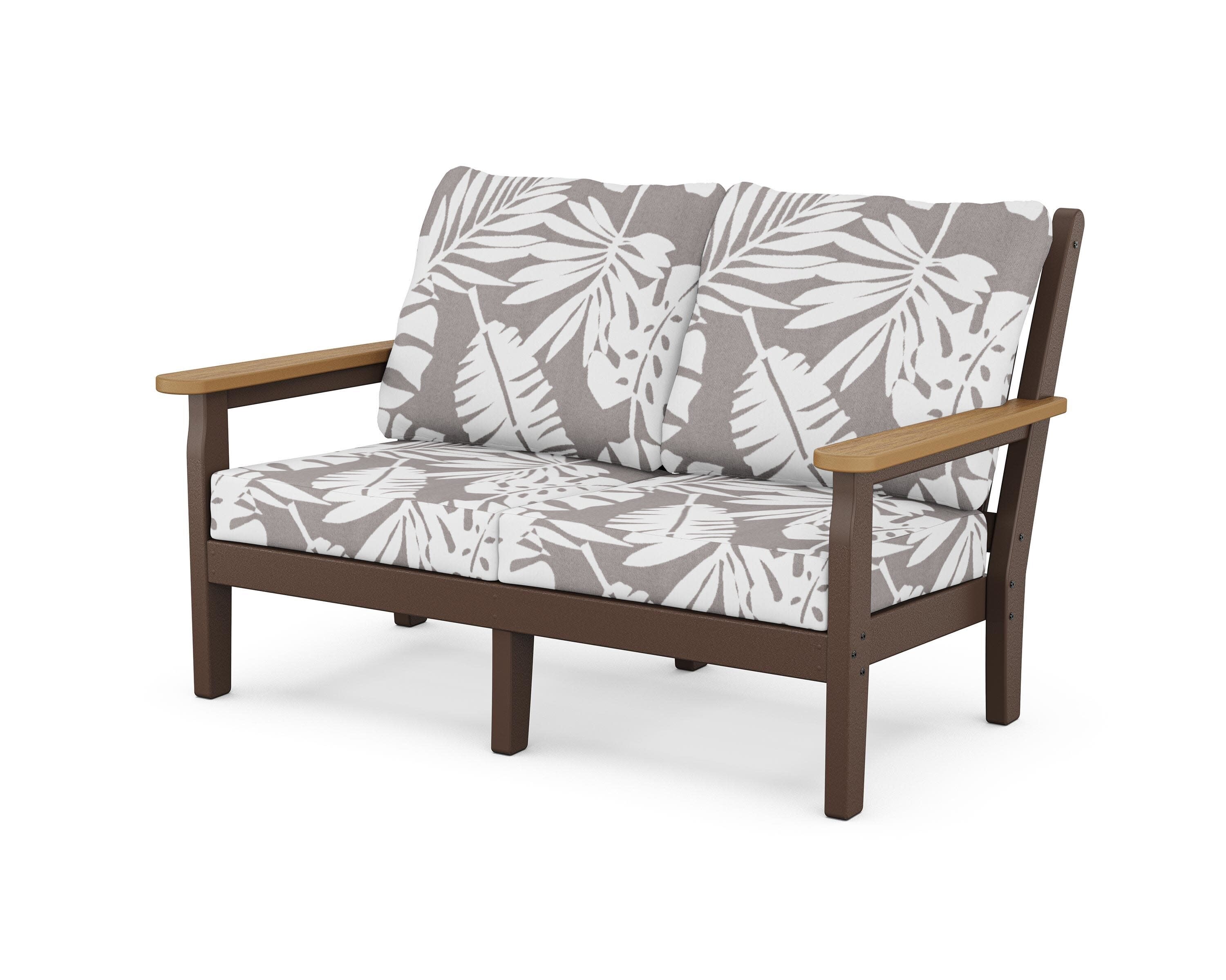 Chippendale Deep Seating Loveseat in Mahogany / Natural / Leaf Grey Mist