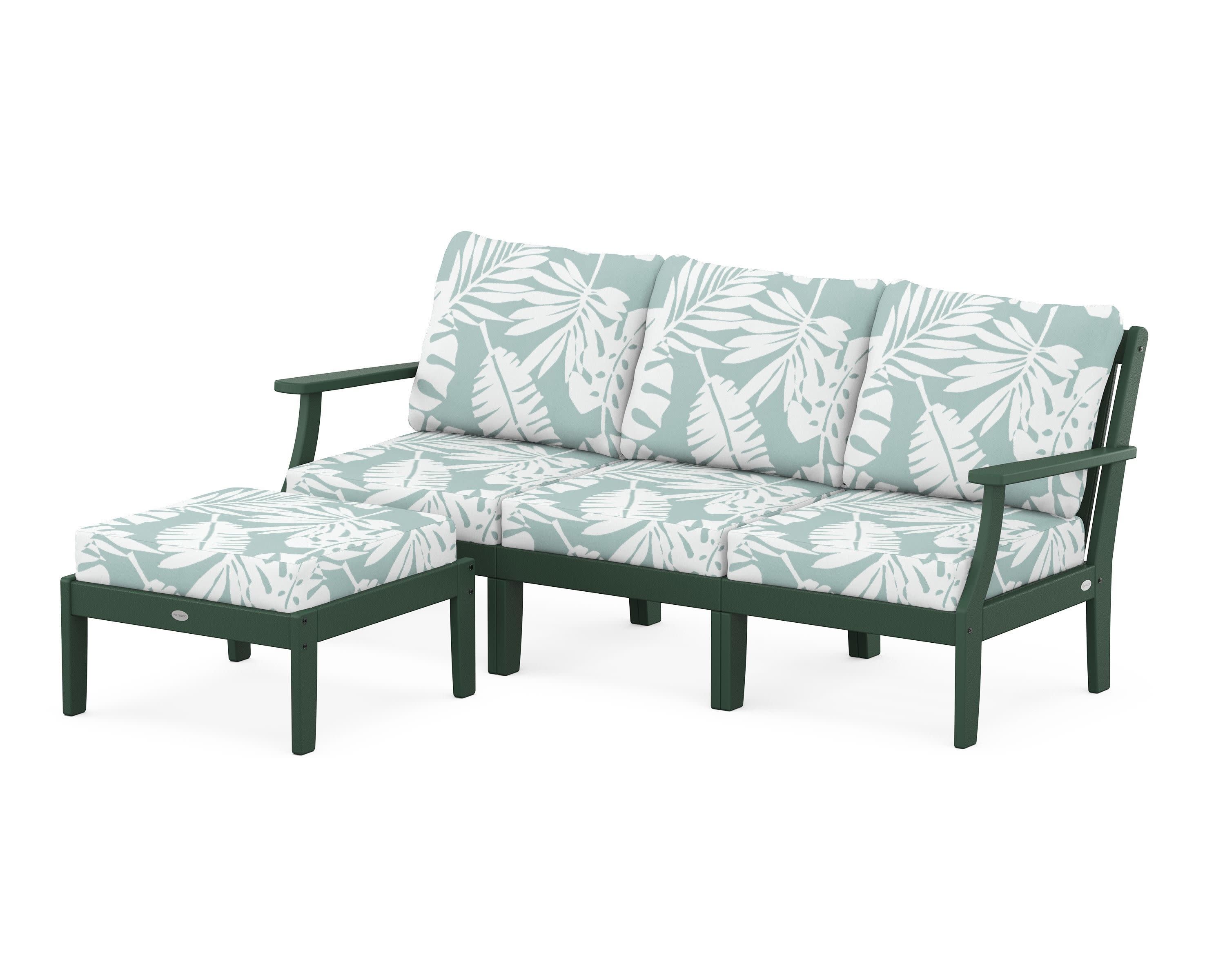 Braxton Modular 4-Piece Deep Seating Set with Ottoman in Green / Leaf Glacier Spa