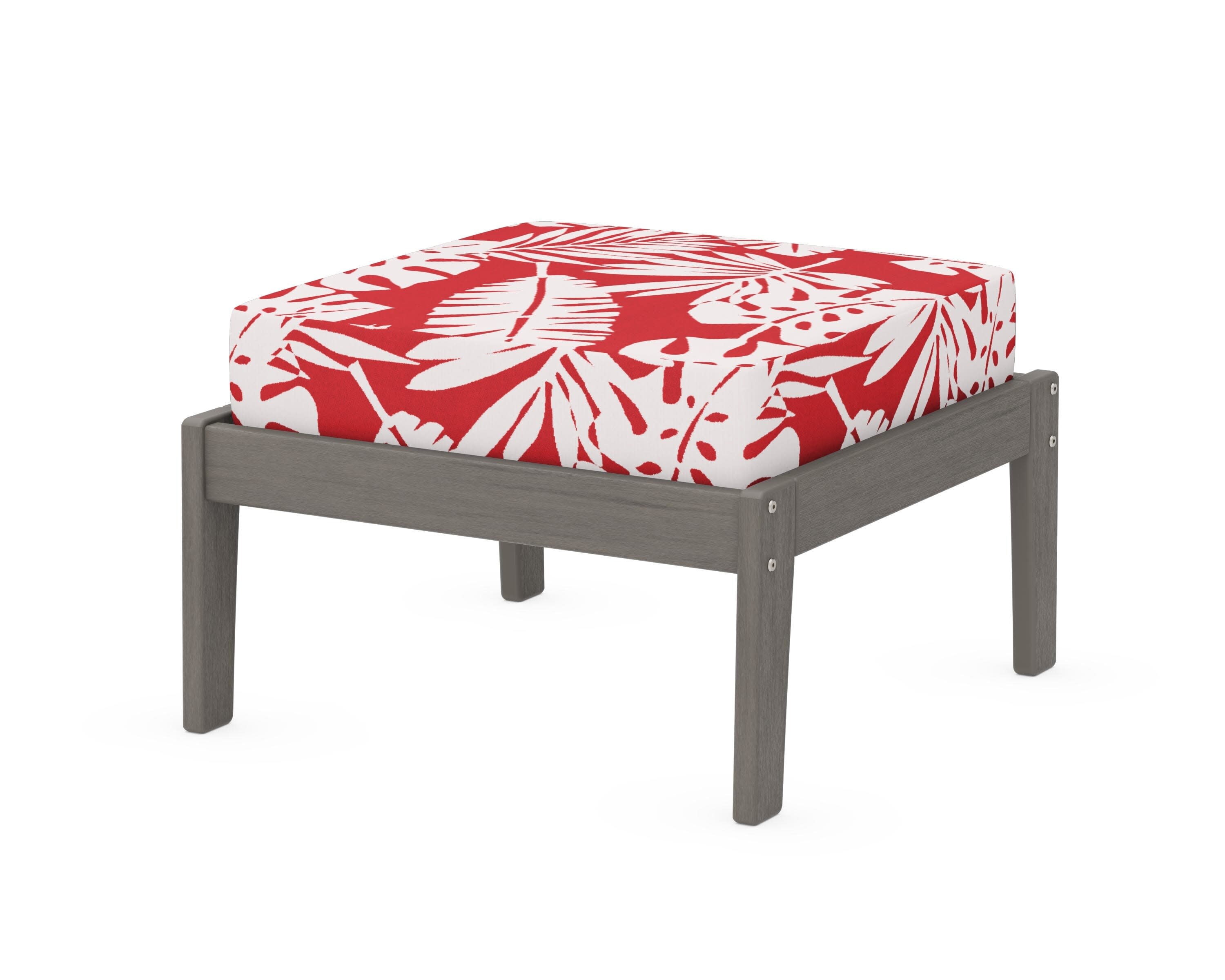 Deep Seating Ottoman in Driftwood / Leaf Crimson